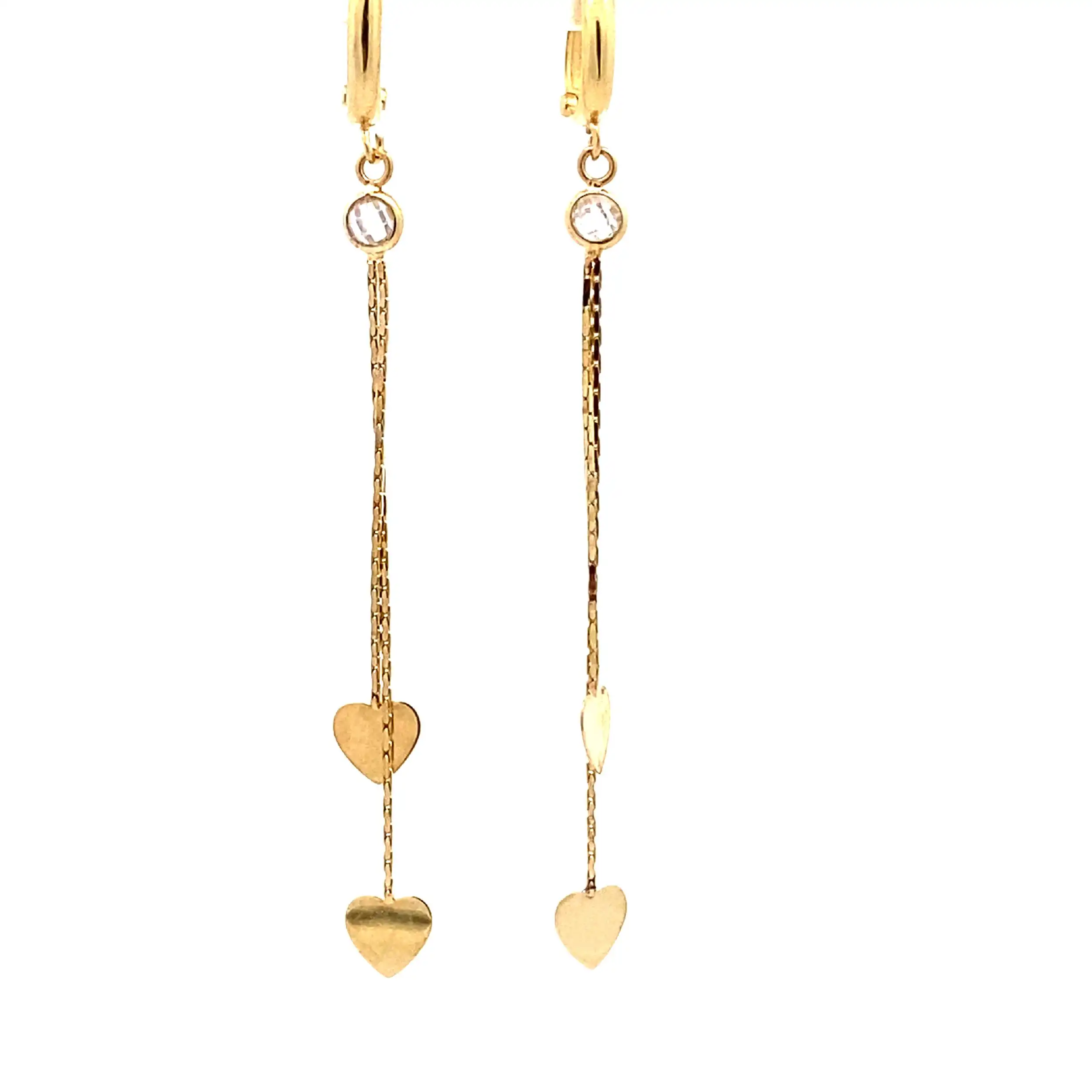 Ohrhänger Gelbgold mit Herzen und Zirkonia Ohrhänger Gelbgold mit Herzen und Zirkonia