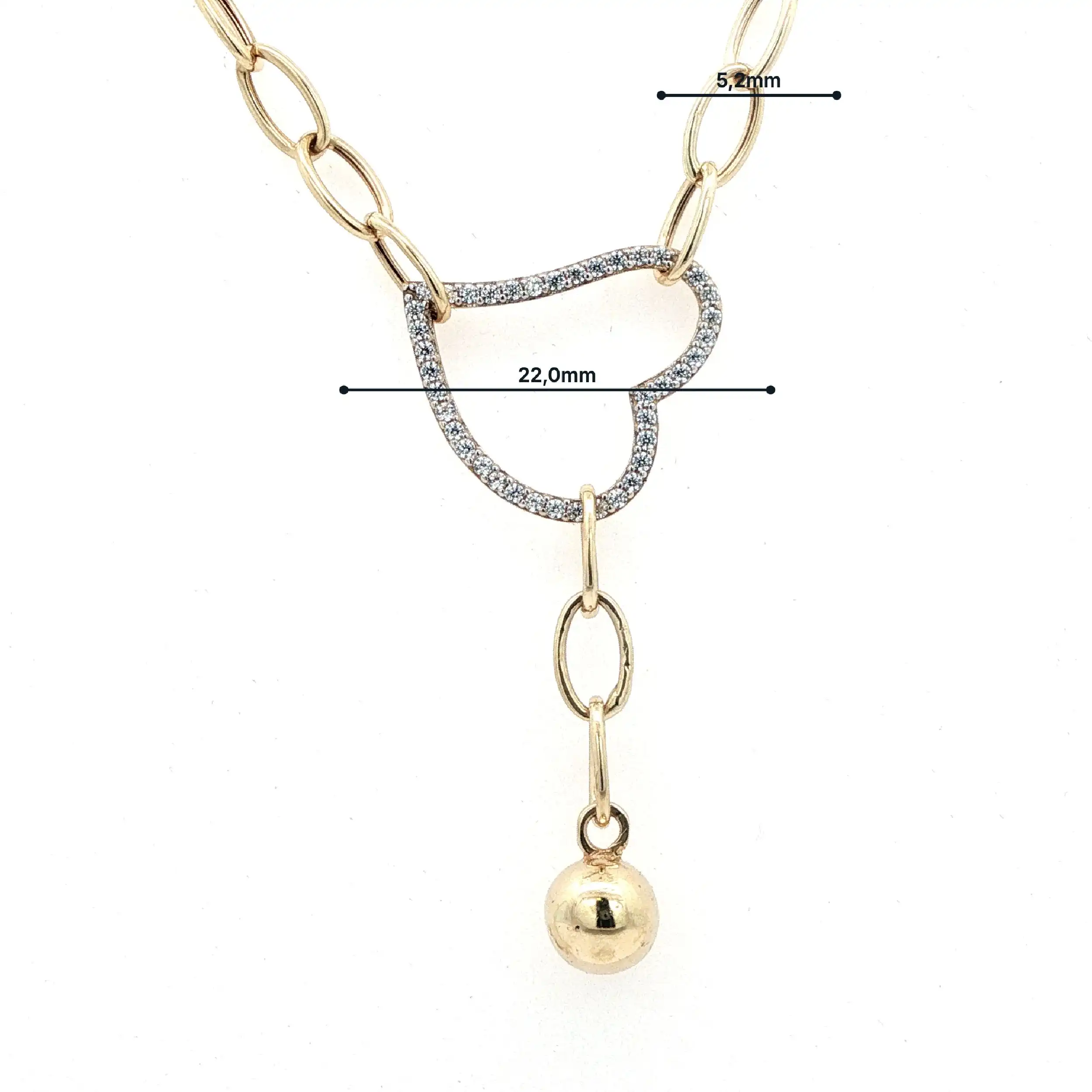 Collier Gelbgold mit Herzanhänger und Zirkonia