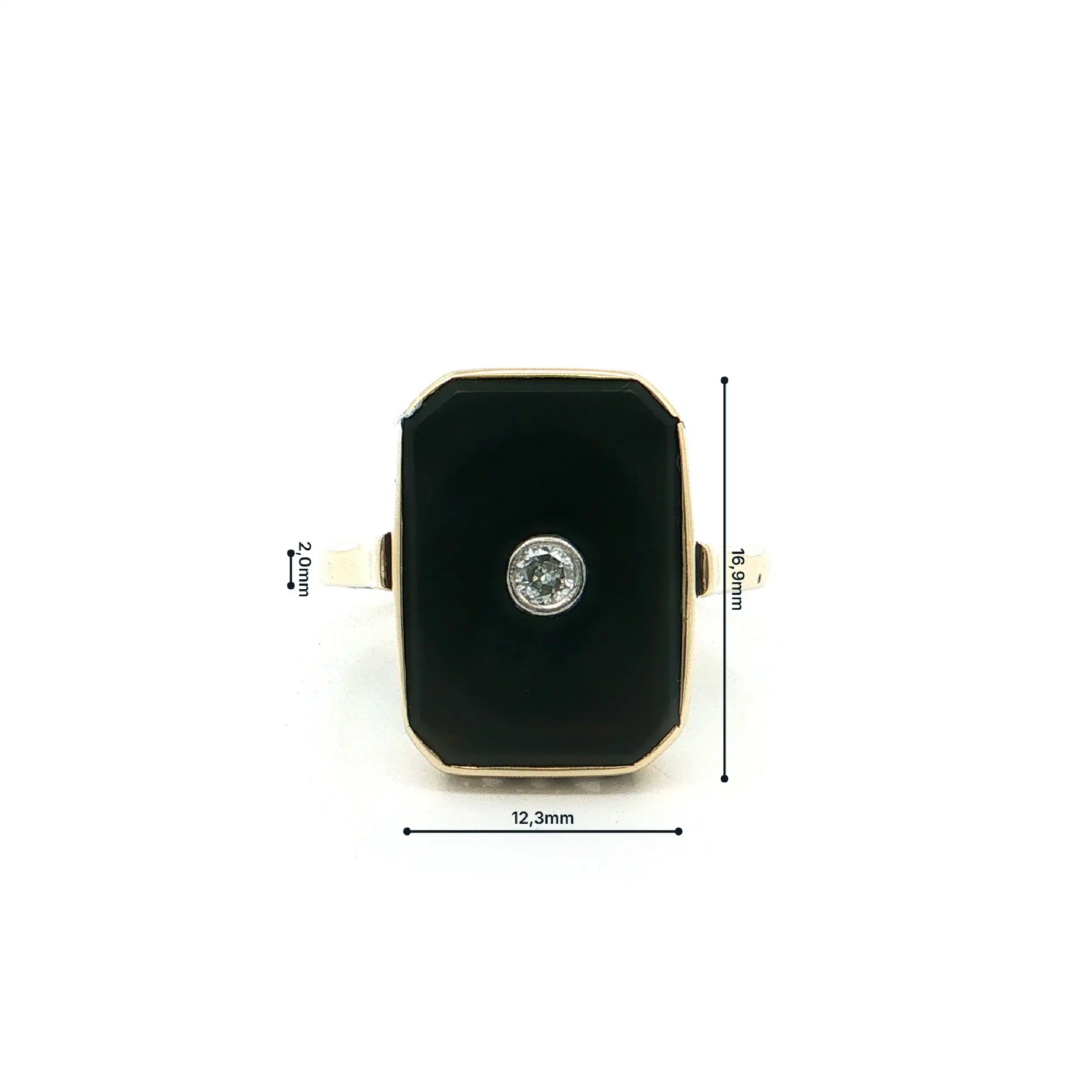 Ring Gelbgold mit Onyx und Brillant
