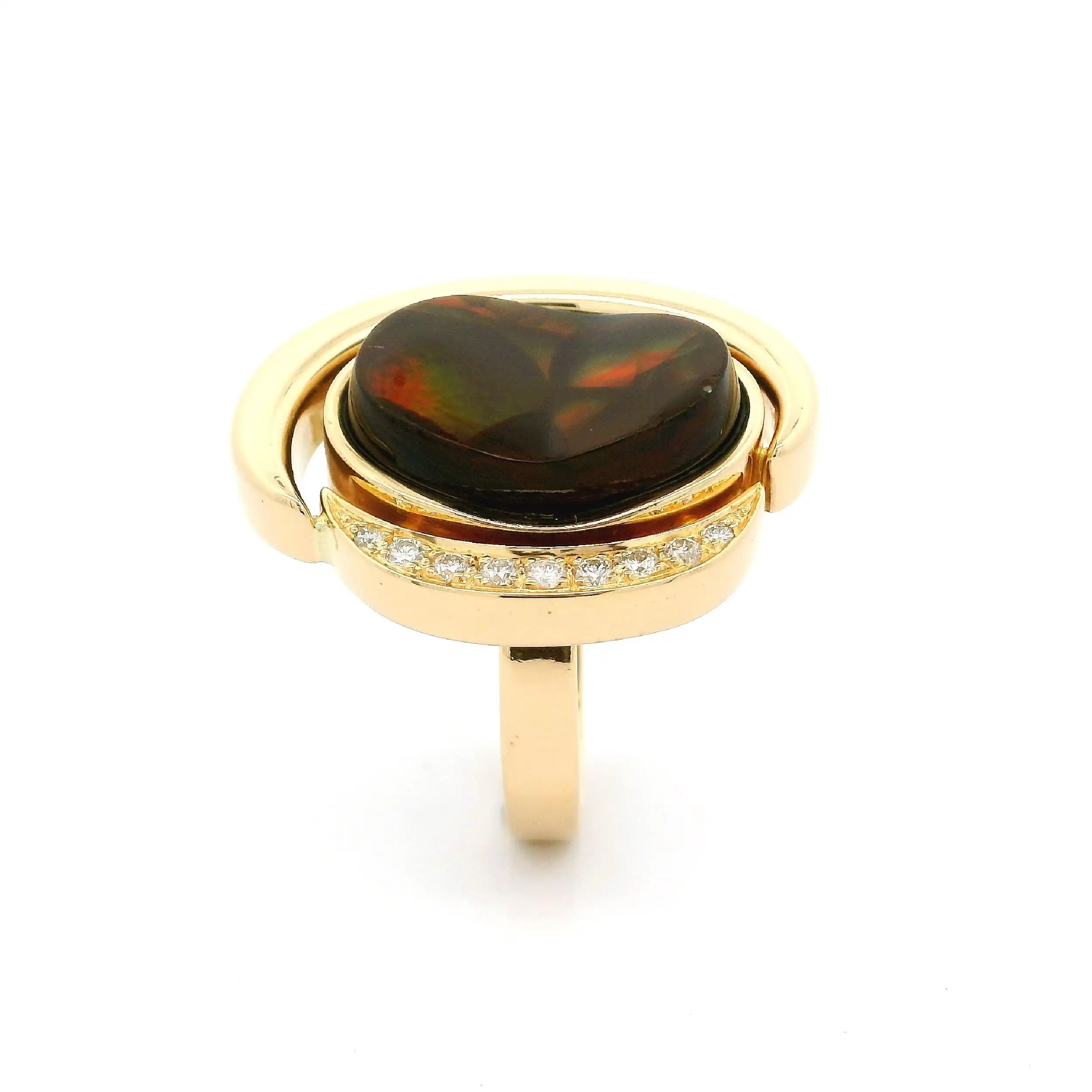 Ring Gelbgold mit braunem Farbstein & Brillanten Ring Gelbgold mit braunem Farbstein & Brillanten