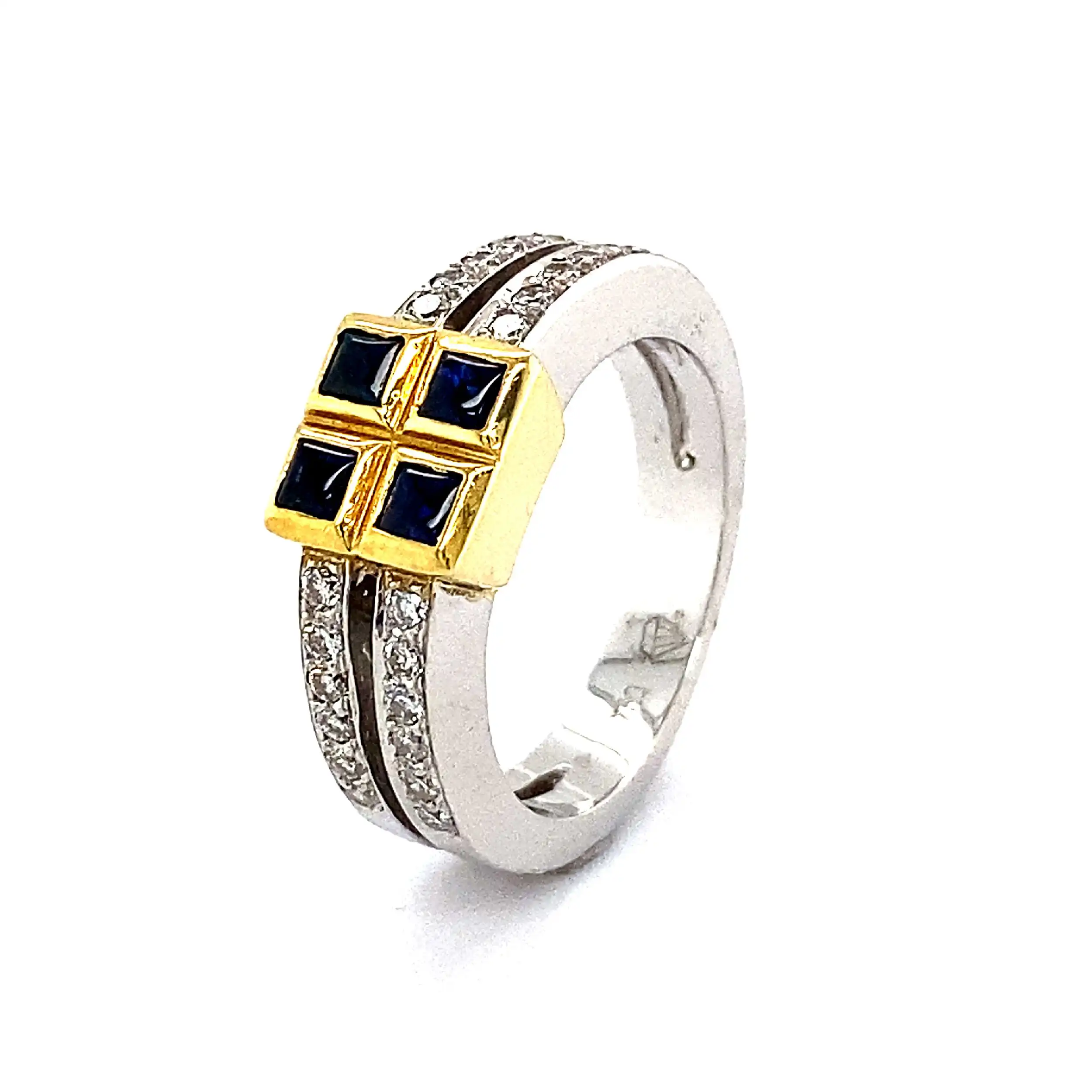 Ring Bicolor mit Brillanten und blauen Farbsteinen Ring Bicolor mit Brillanten und blauen Farbsteinen
