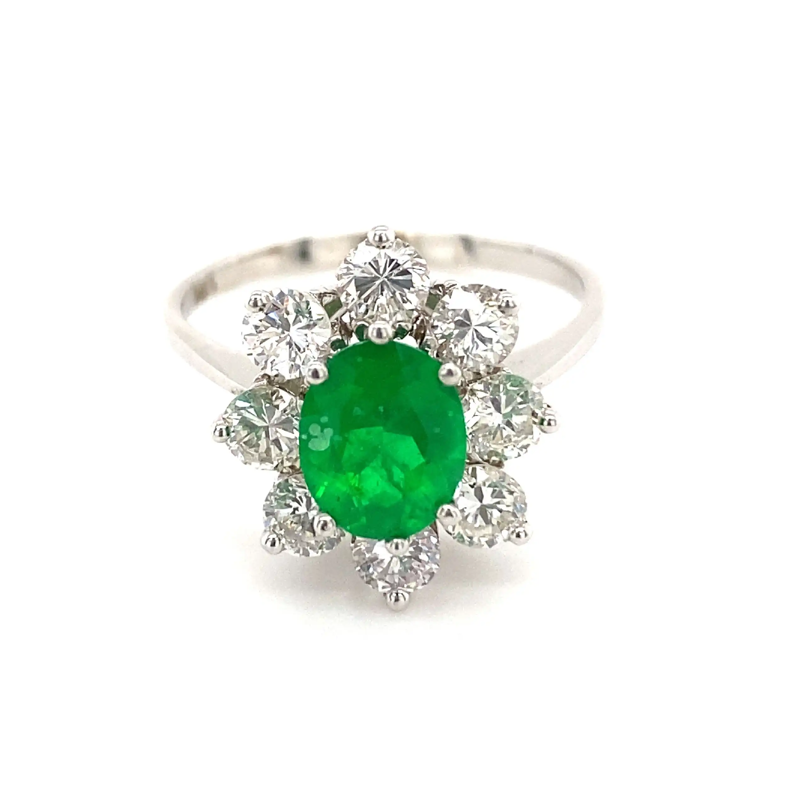 Ring Weißgold mit grüner Beryll-Triplette & Brillanten