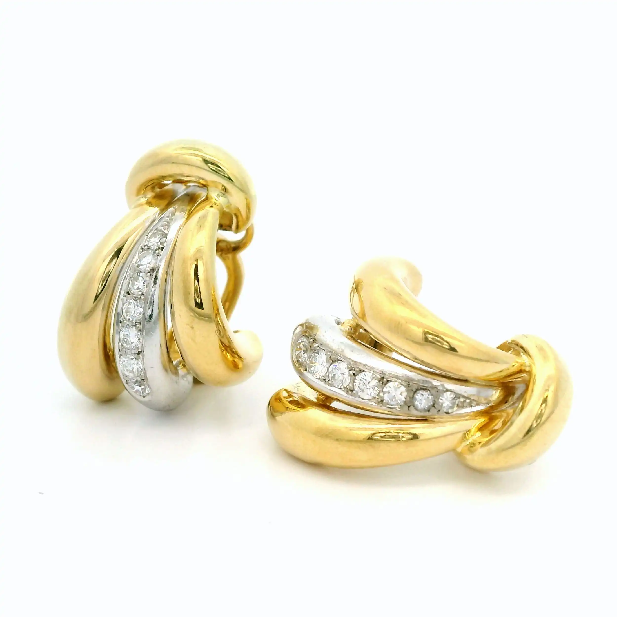 Ohrclips Bicolor mit Brillanten und Diamanten