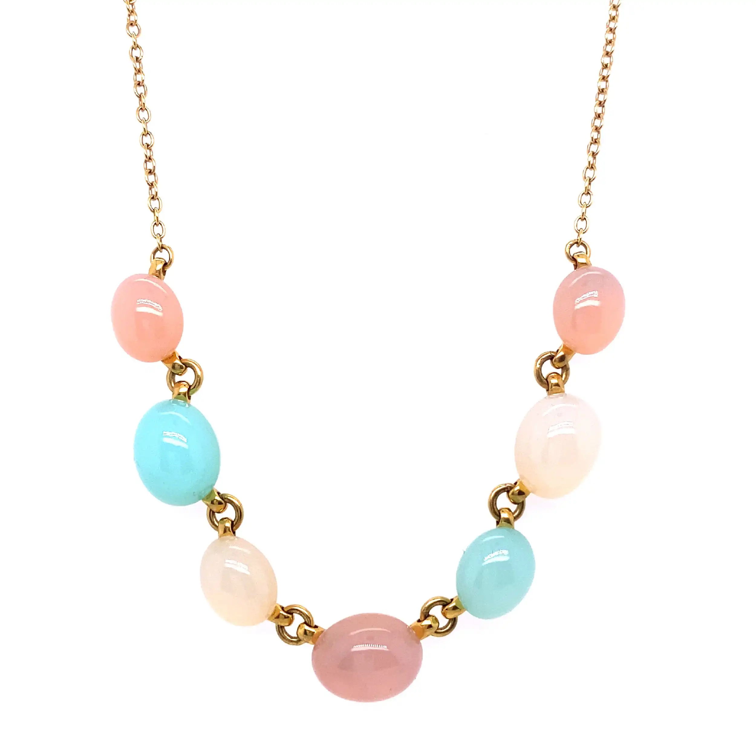 Collier Gelbgold mit bunten Quarzsteinen Collier Gelbgold mit bunten Quarzsteinen