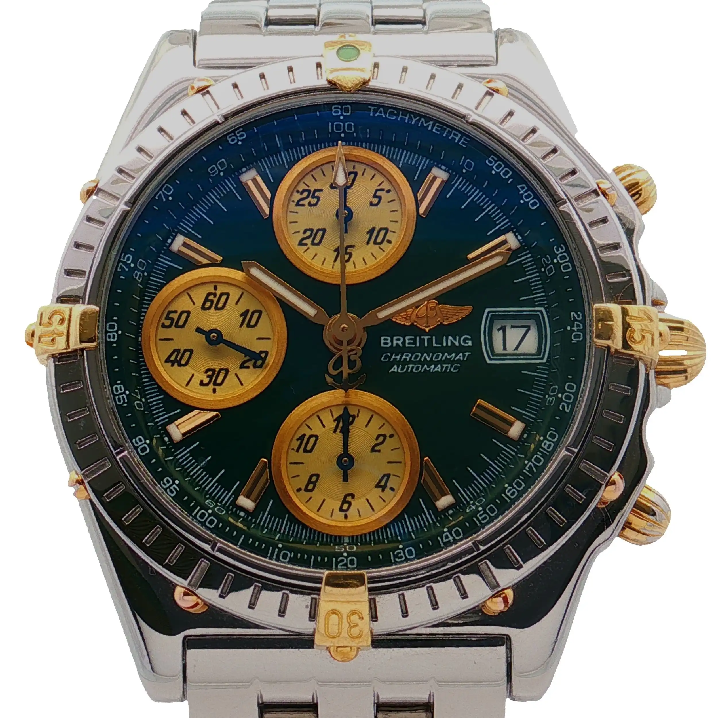 Herrenuhr Breitling Chronomat grünes Ziffernblatt Herrenuhr Breitling Chronomat grünes Ziffernblatt