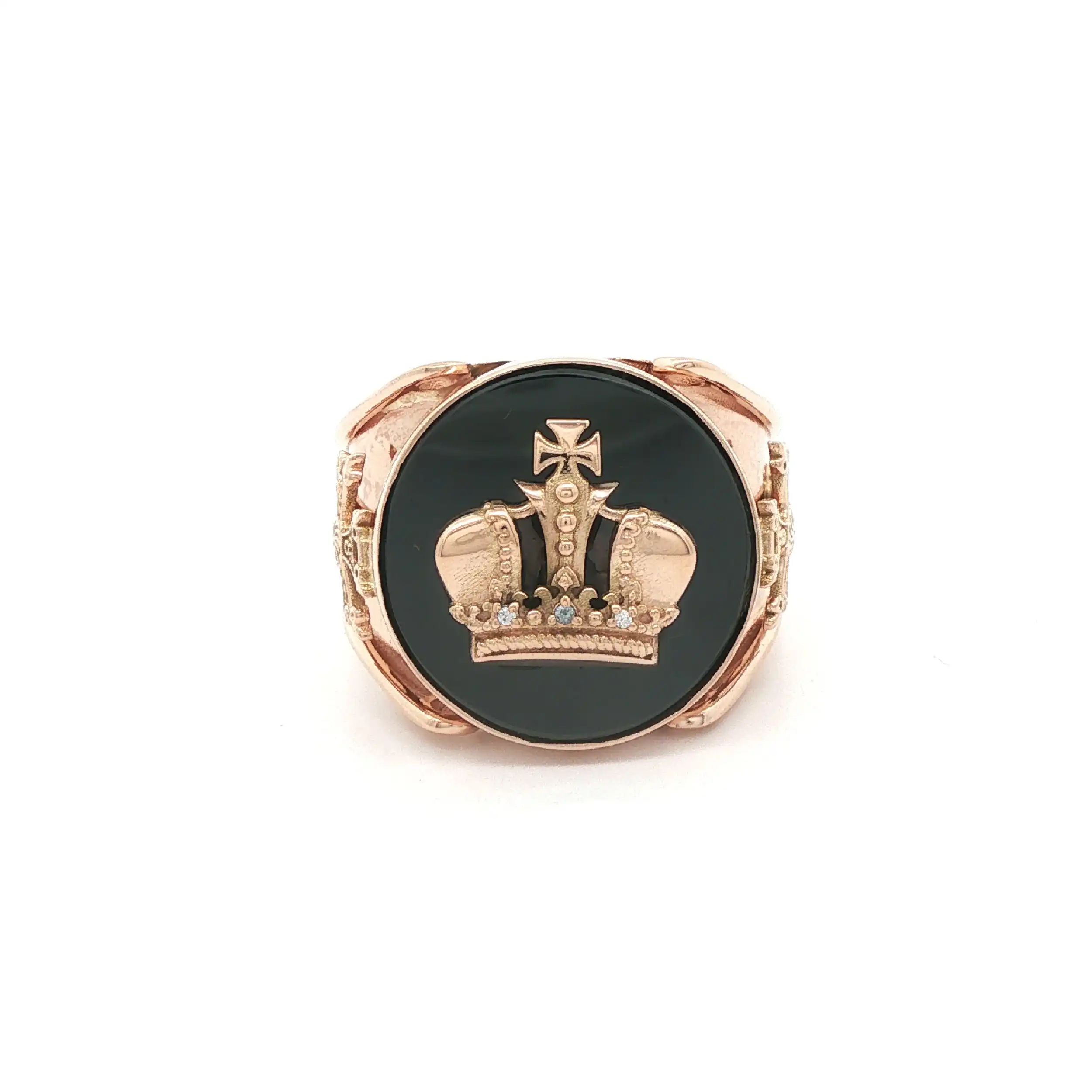 Ring Rotgold mit schwarzem Farbstein "Krone" Ring Rotgold mit schwarzem Farbstein "Krone"