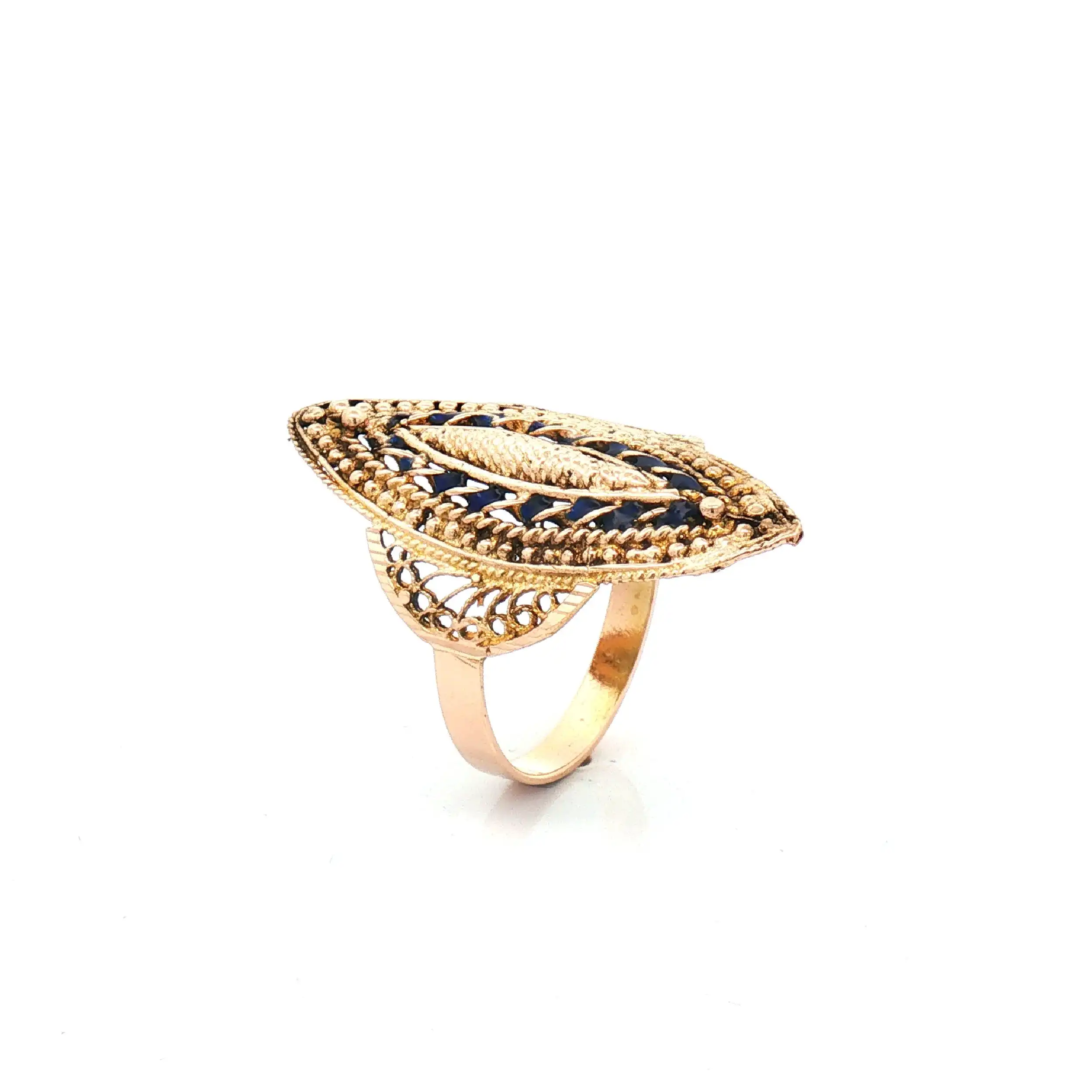 Ring Gelbgold mit blauer Auflage
