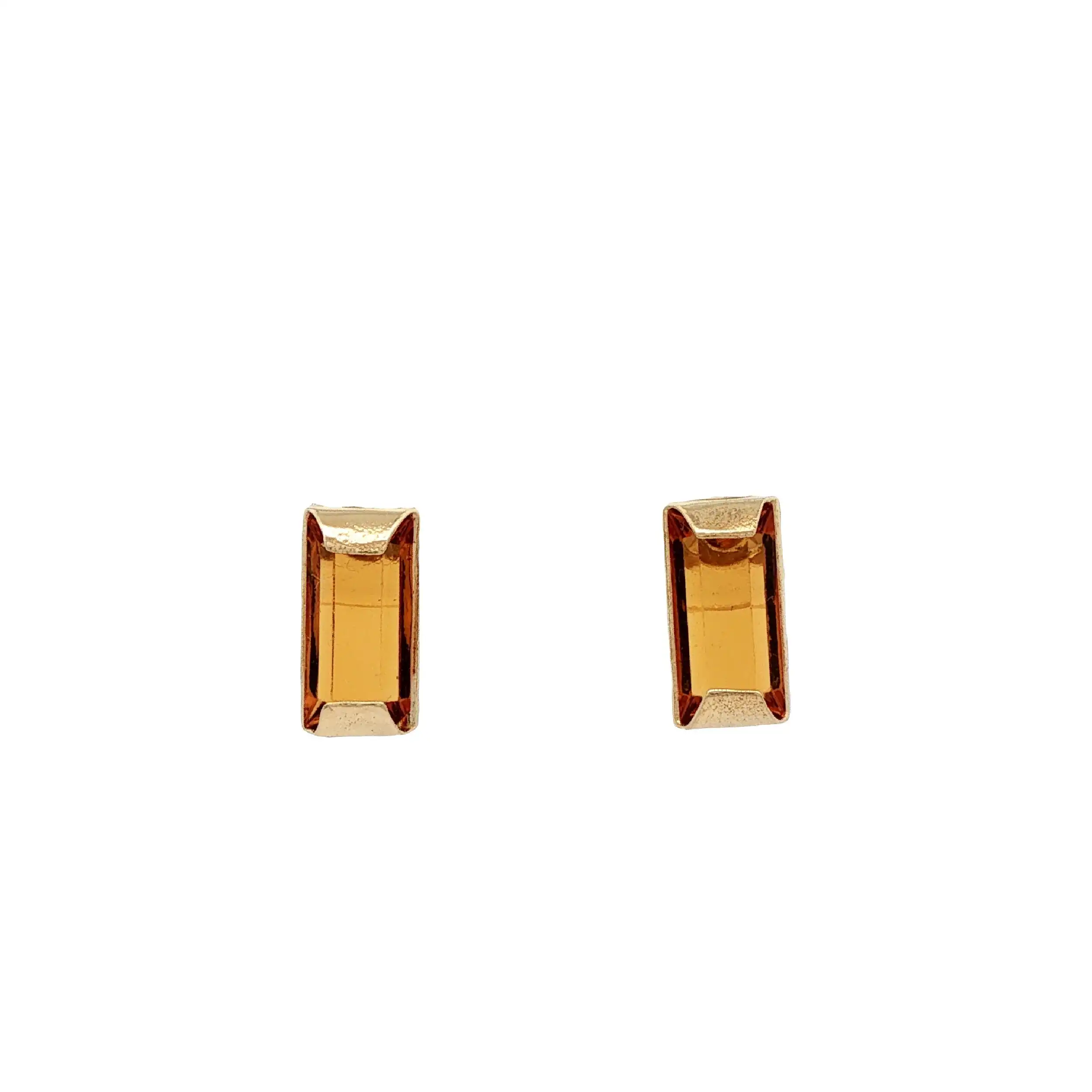 Ohrstecker Gelbgold mit orangem Farbstein