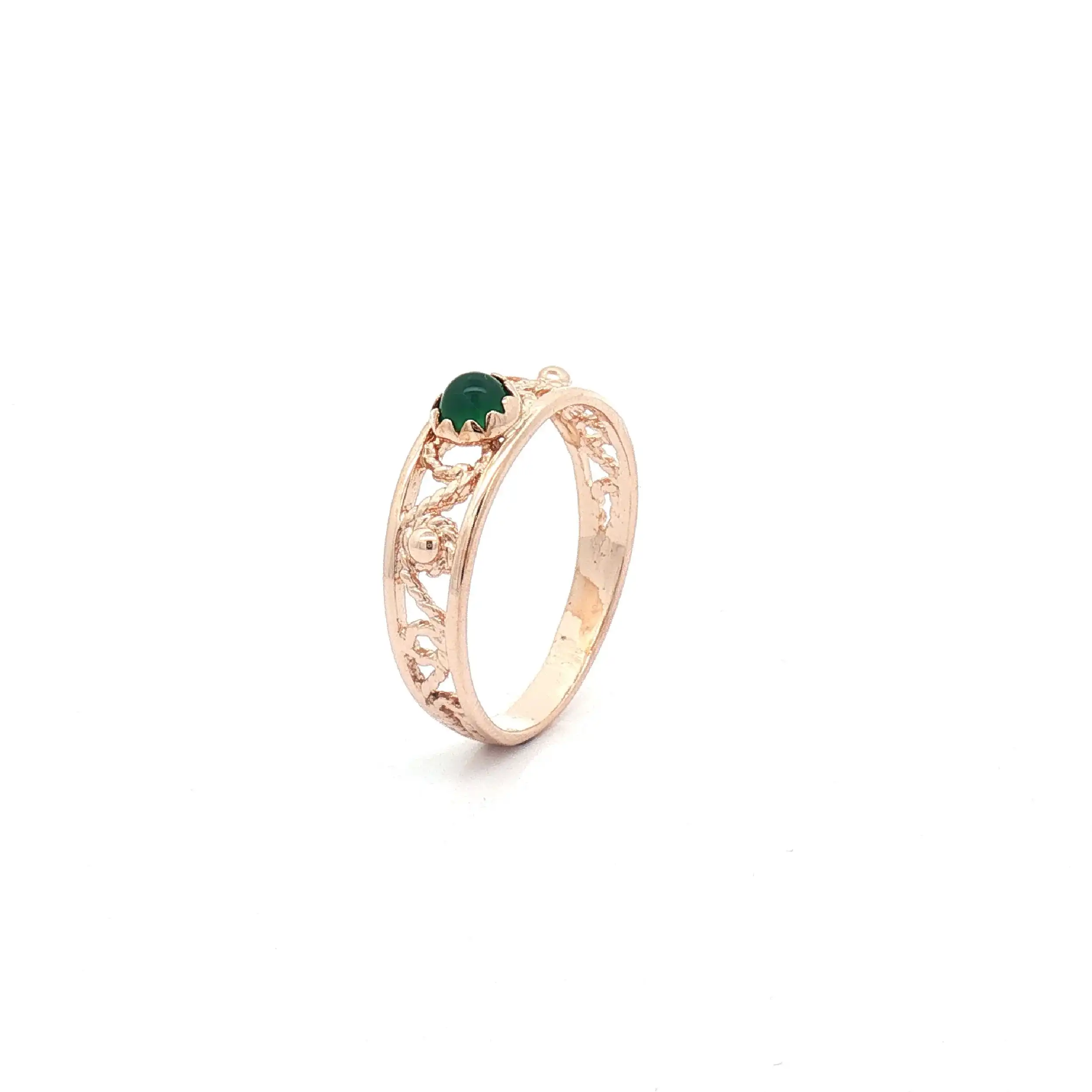 Ring Rotgold mit grünem Farbstein Cabochon Ring Rotgold mit grünem Farbstein Cabochon