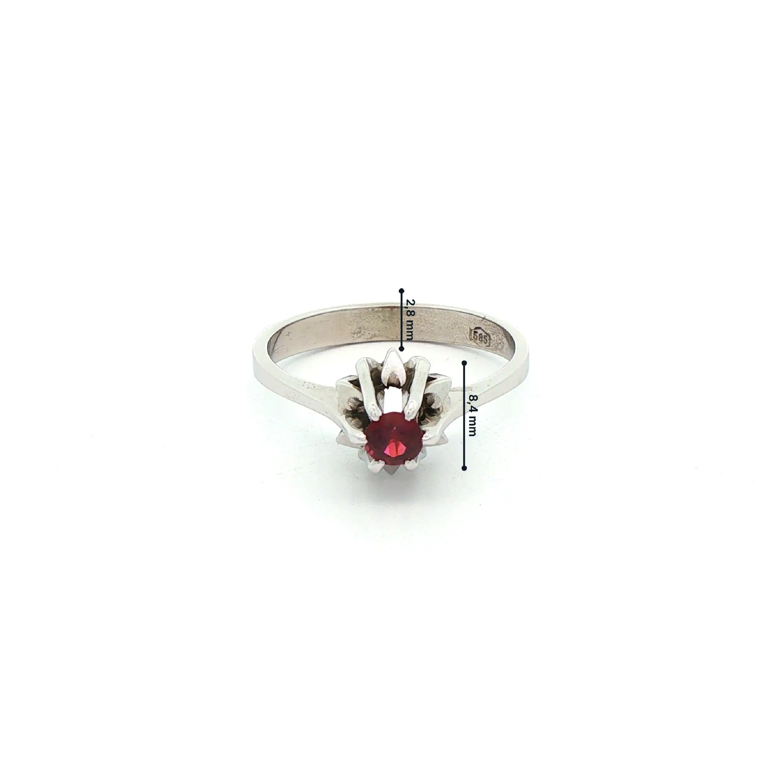 Ring Weißgold mit rotem Farbstein
