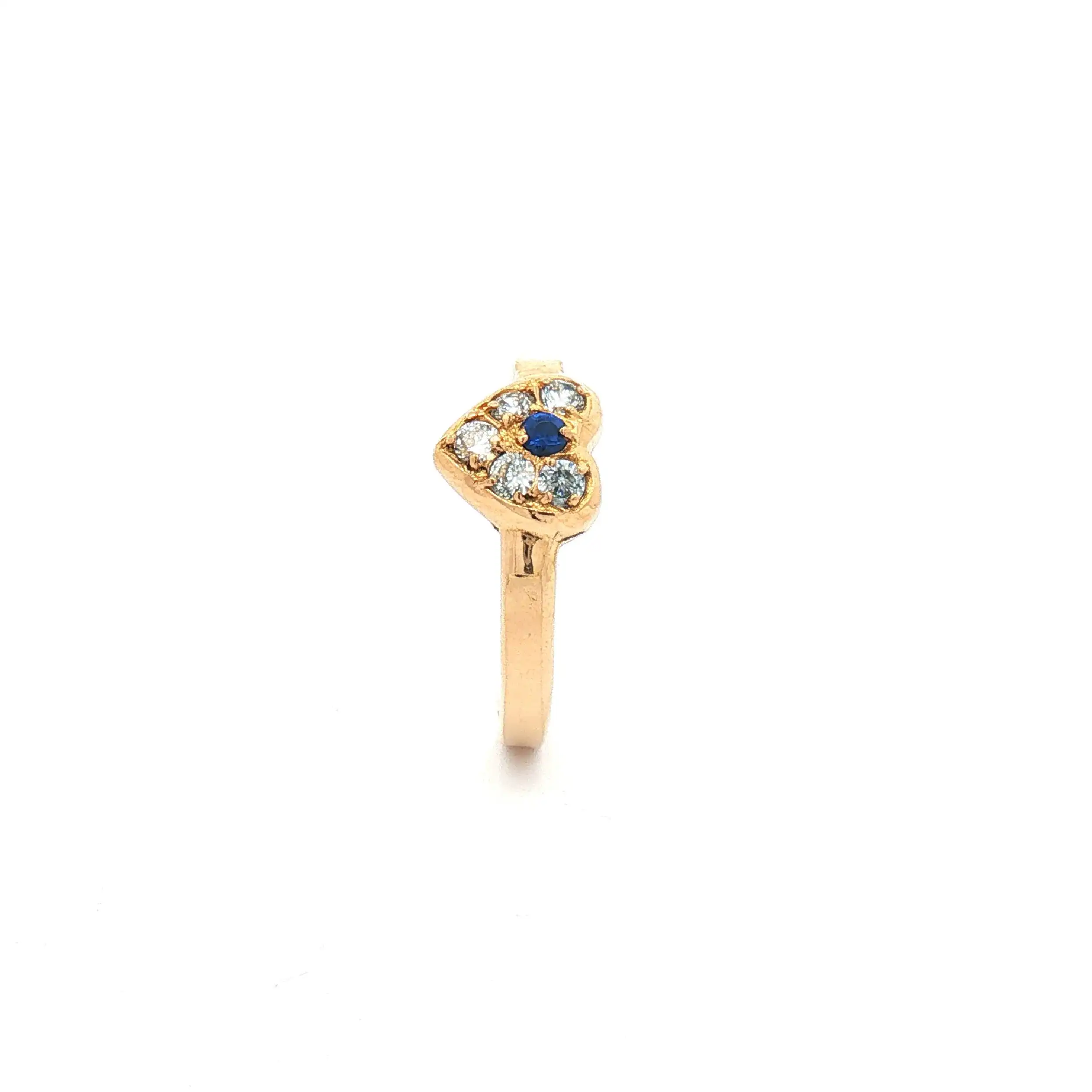 Ring Gelbgold mit Herz Zirkonia und blauem Farbstein