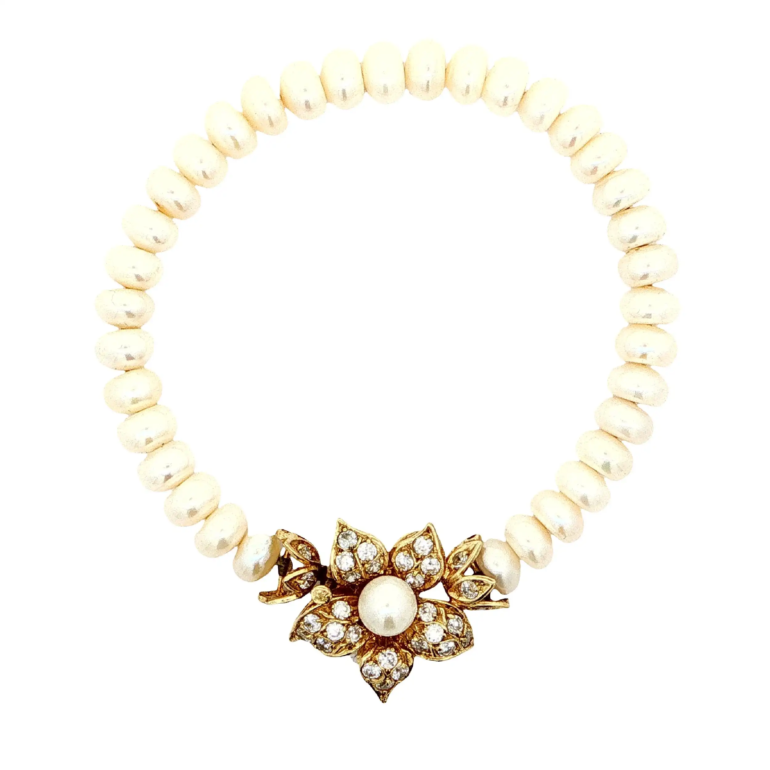 Armband mit Perlen, Goldschließe mit Zirkonia