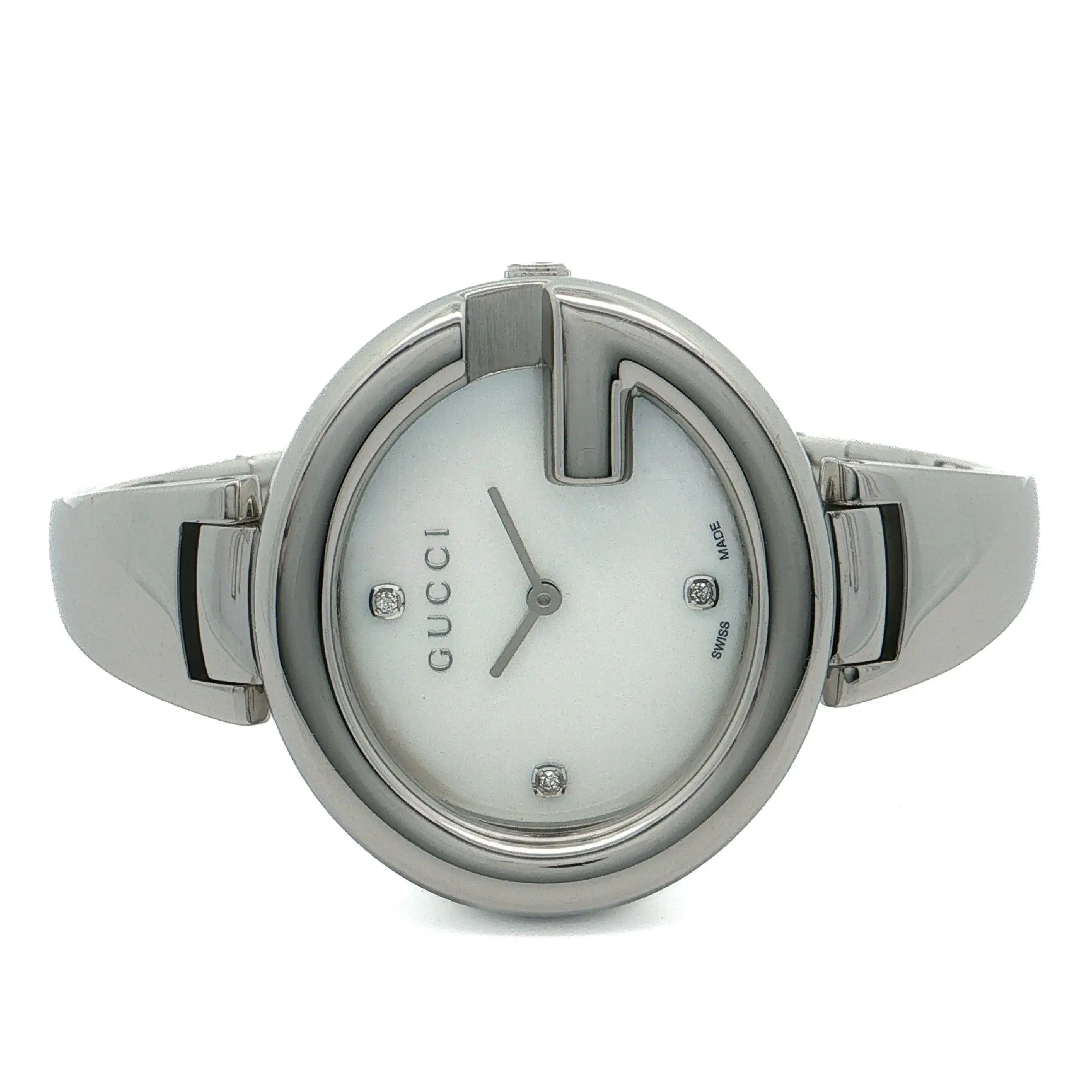 Damenuhr Gucci Spangenuhr mit Perlmut Diamanten Ziffernblatt