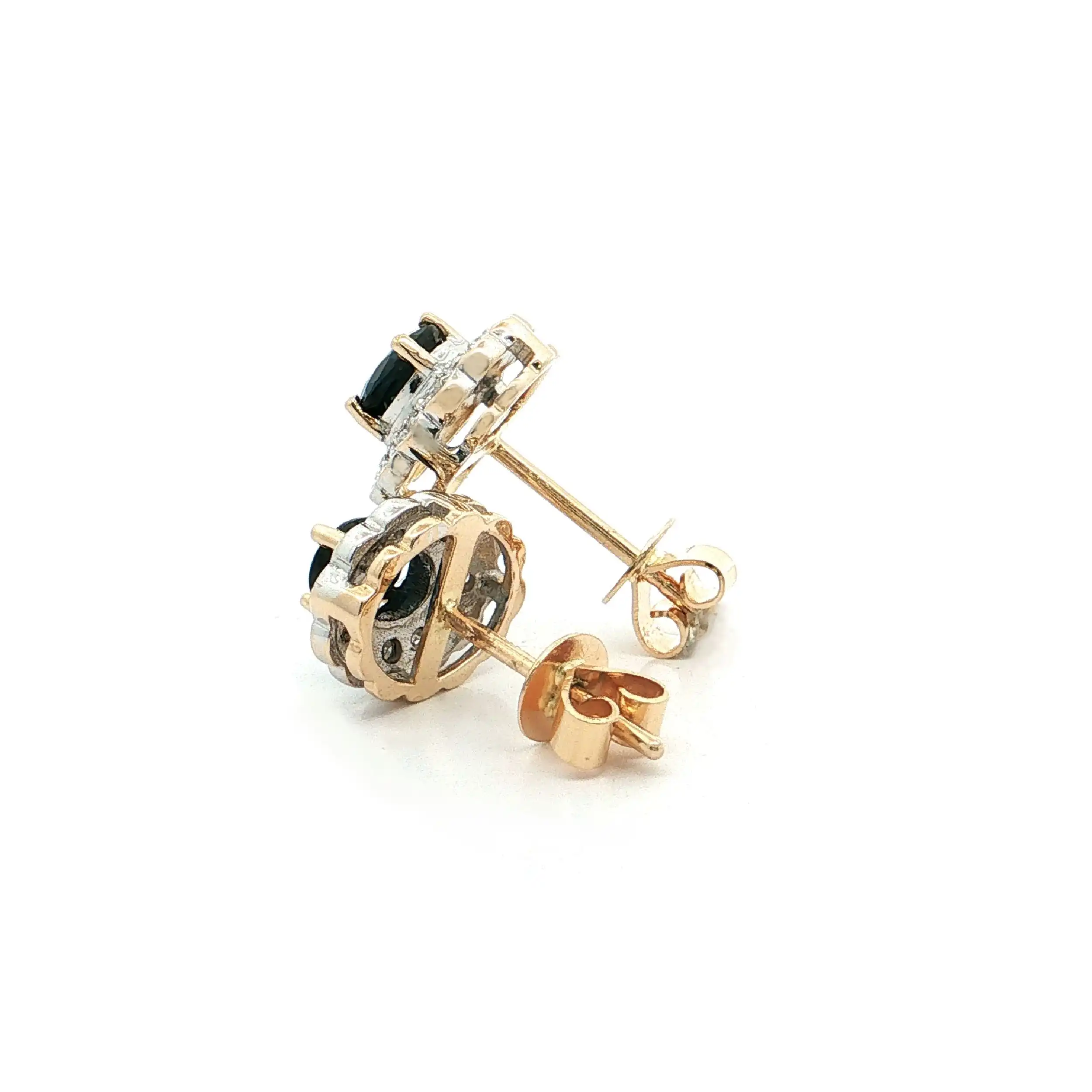 Ohrstecker Bicolor mit Saphir und Diamanten