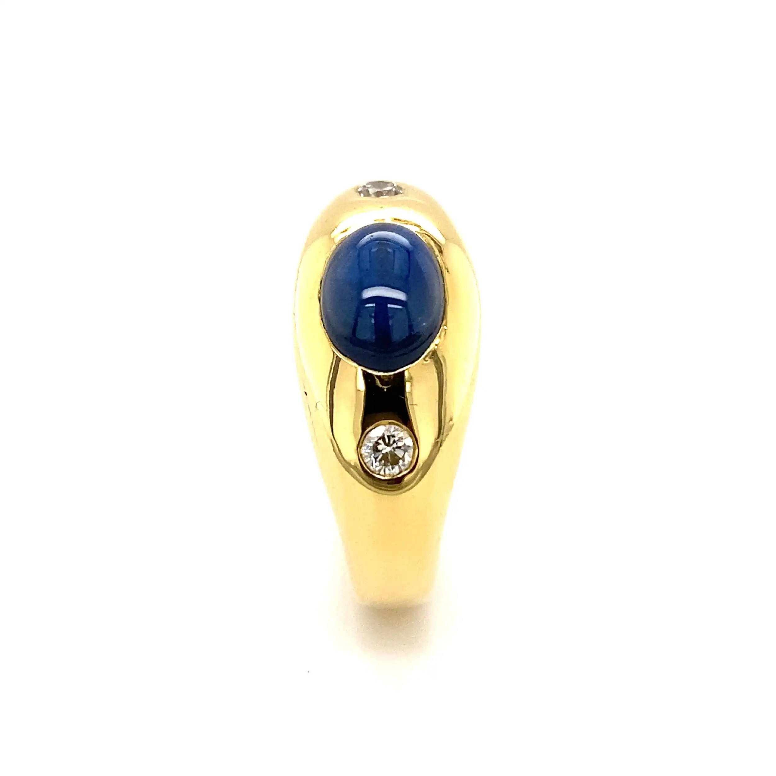 Ring Gelbgold mit Saphir Cabochon & Brillanten Ring Gelbgold mit Saphir Cabochon & Brillanten