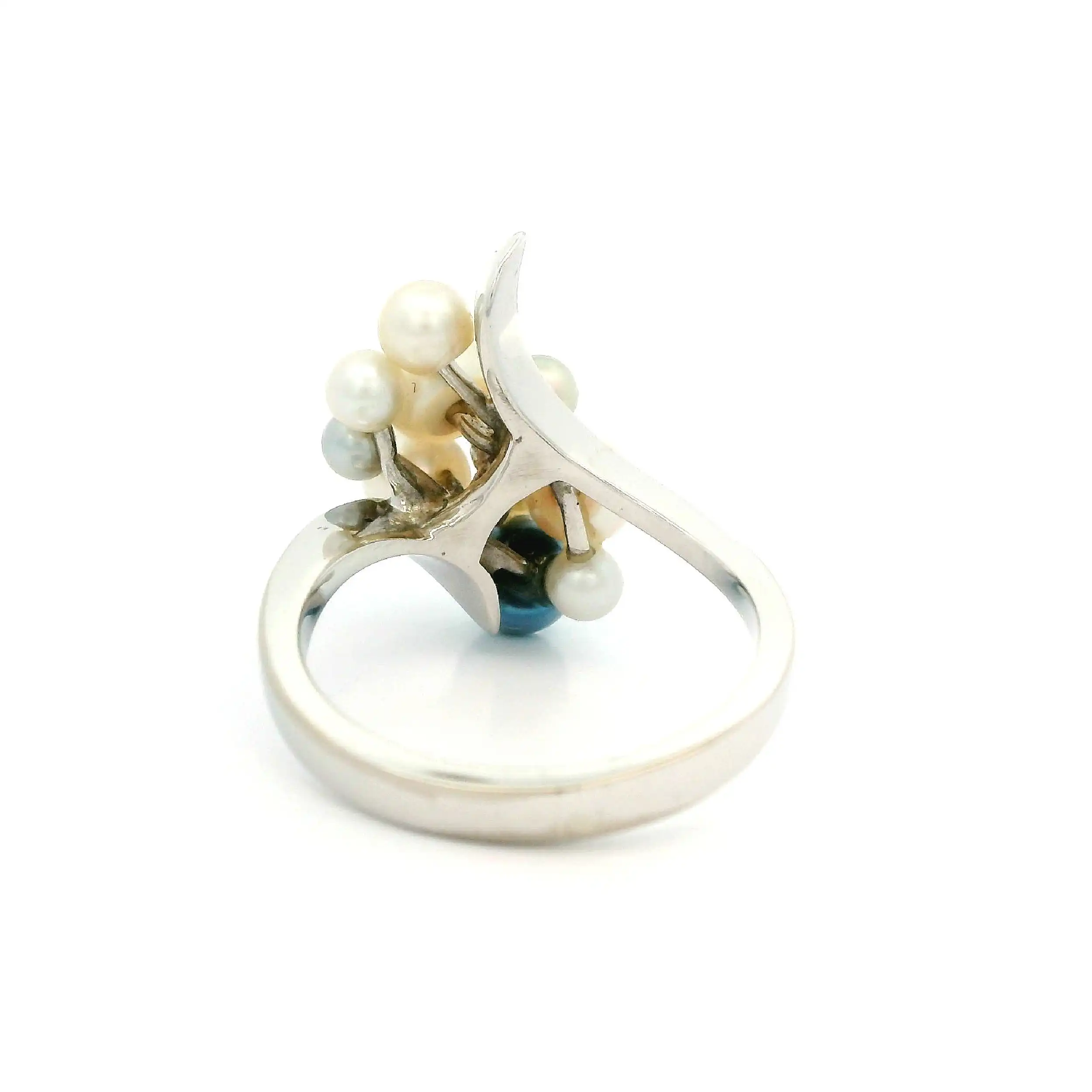 Ring Weißgold mit Perlen und Brillant
