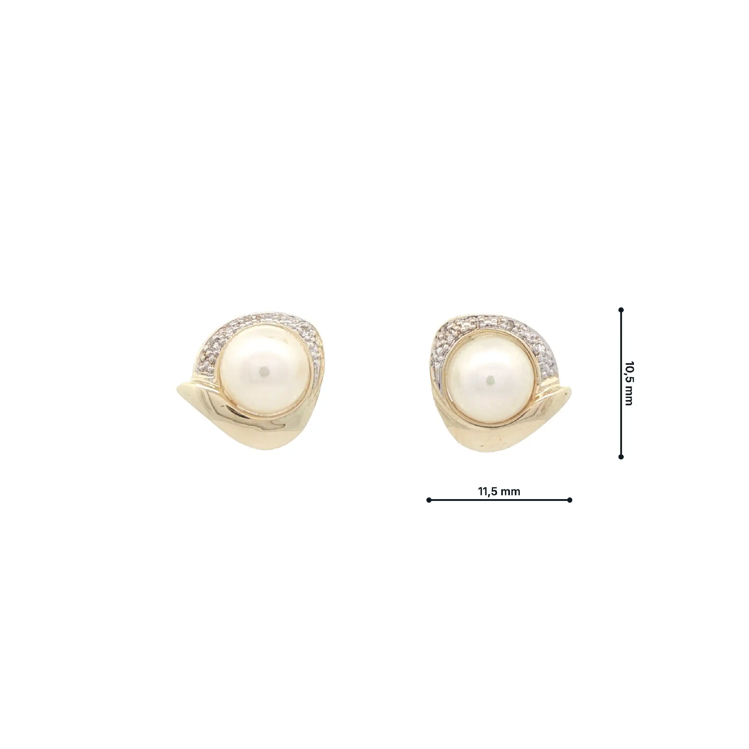 Ohrstecker Gelbgold mit Perle und Diamanten