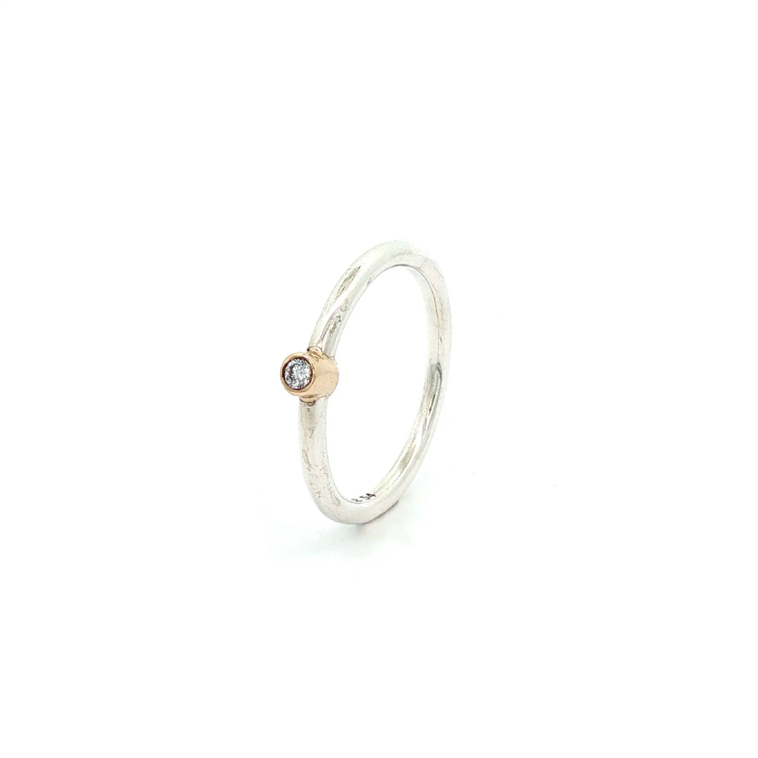 Ring Silber mit Goldfassung (585) mit Brillant Pandora