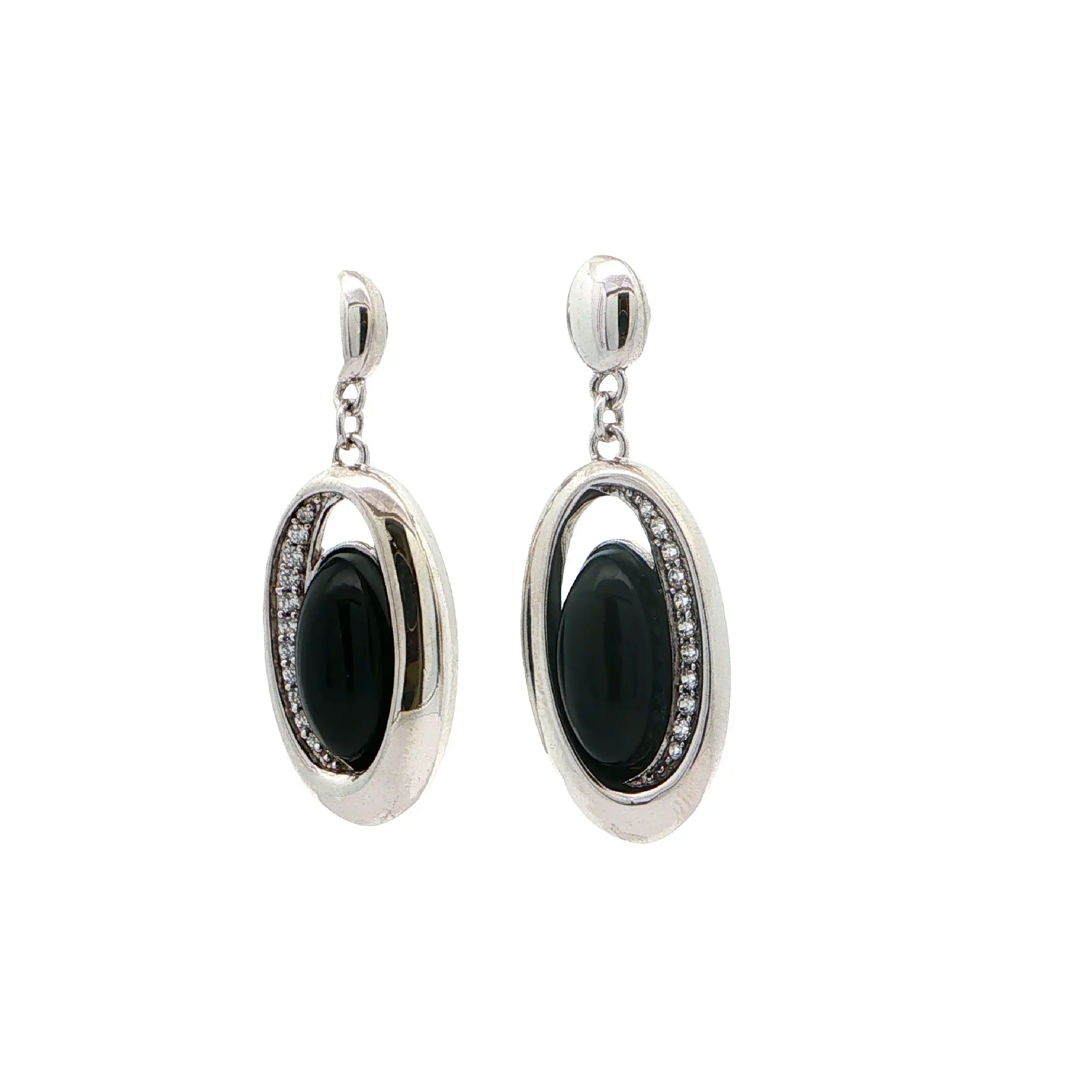 Ohrstecker Silber mit schwarzem Farbstein & Zirkonia