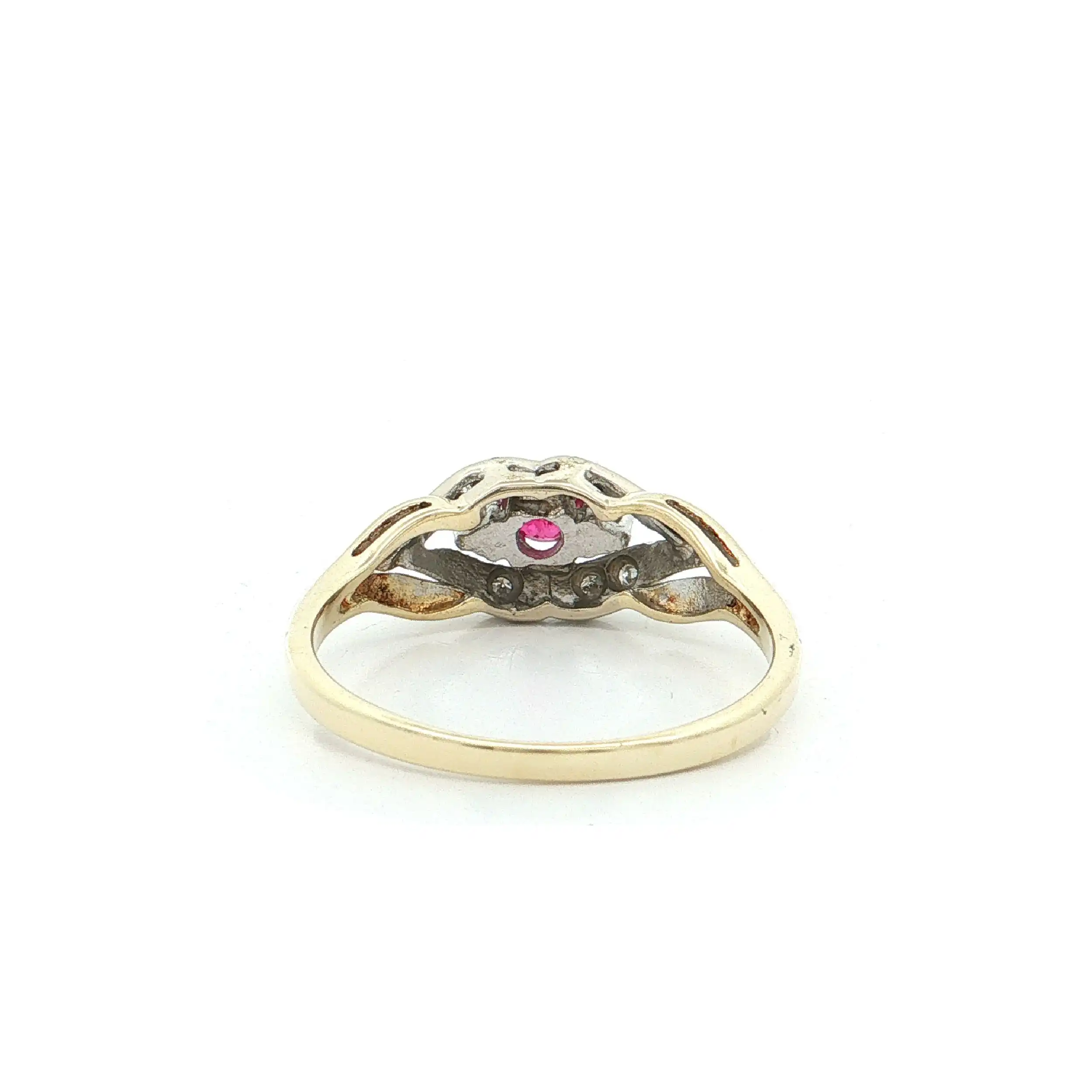 Ring Bicolor mit Rubin und Diamanten