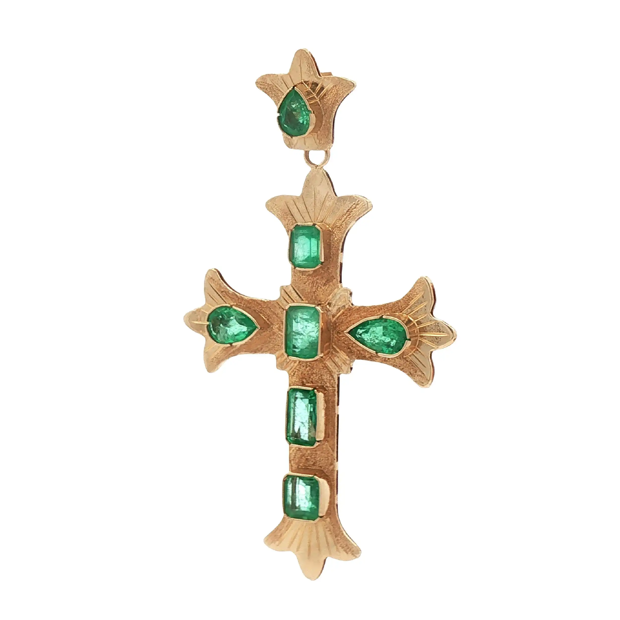 Anhänger Kreuz Gelbgold mit Smaragd Anhänger Kreuz Gelbgold mit Smaragd