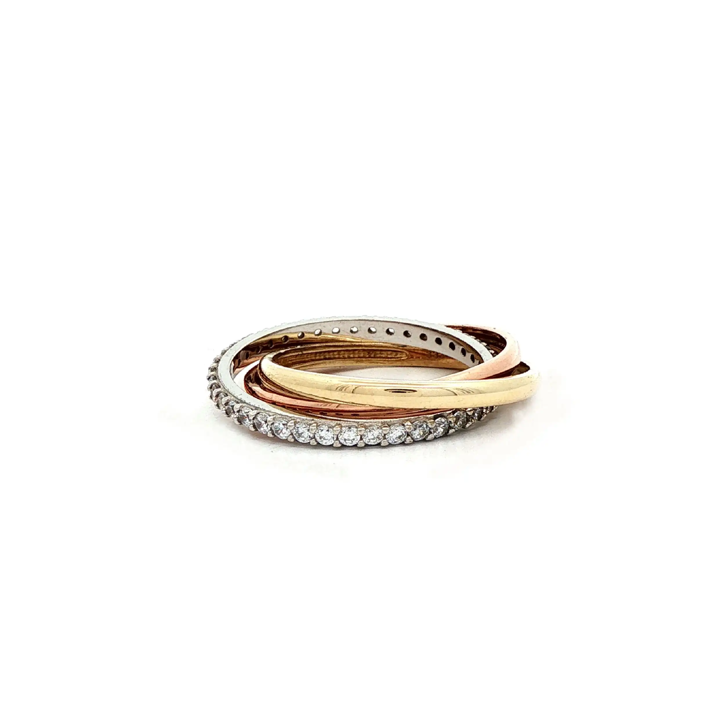 Rollring Tricolor mit Zirkonia Rollring Tricolor mit Zirkonia