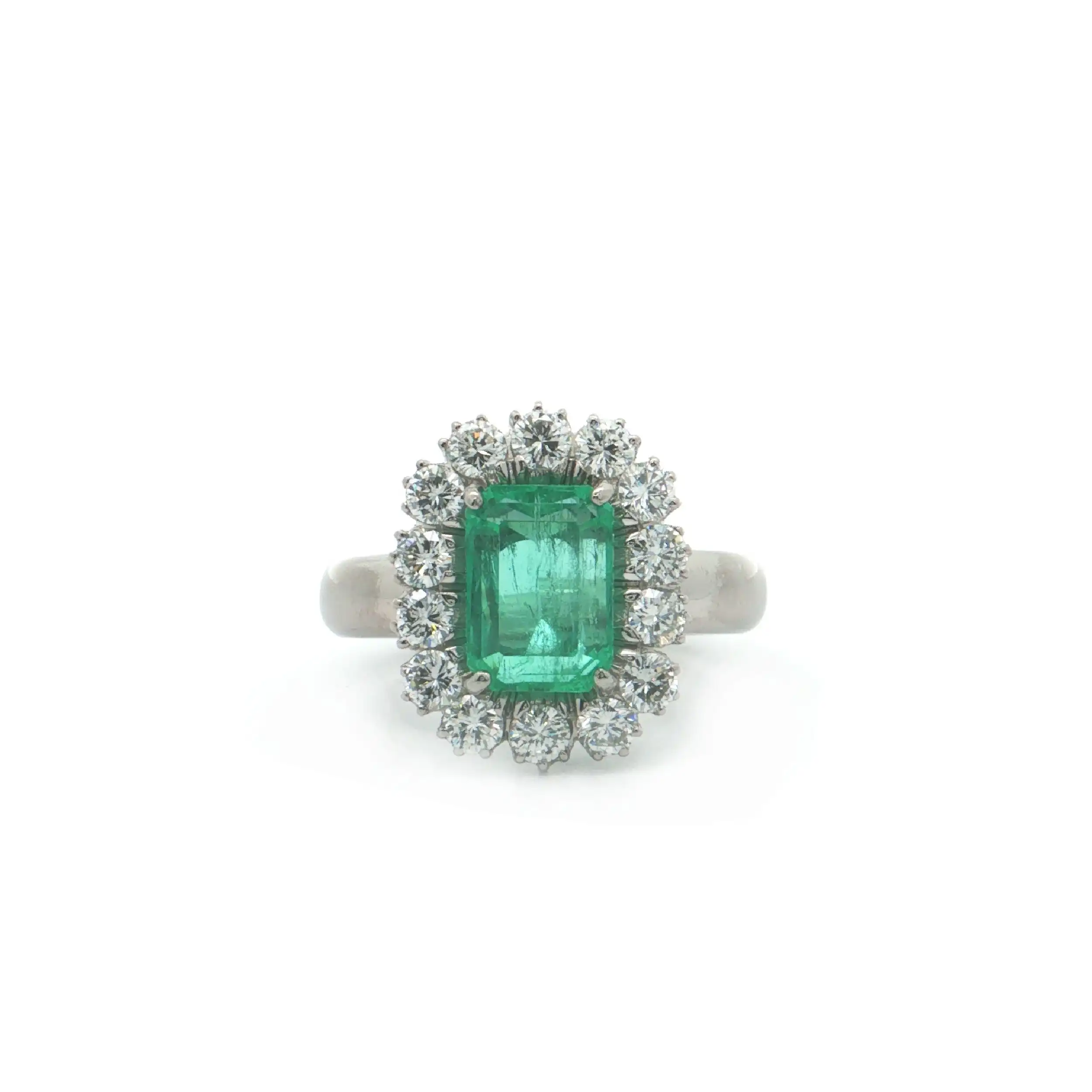 Ring Weißgold mit Brillanten und Smaragd