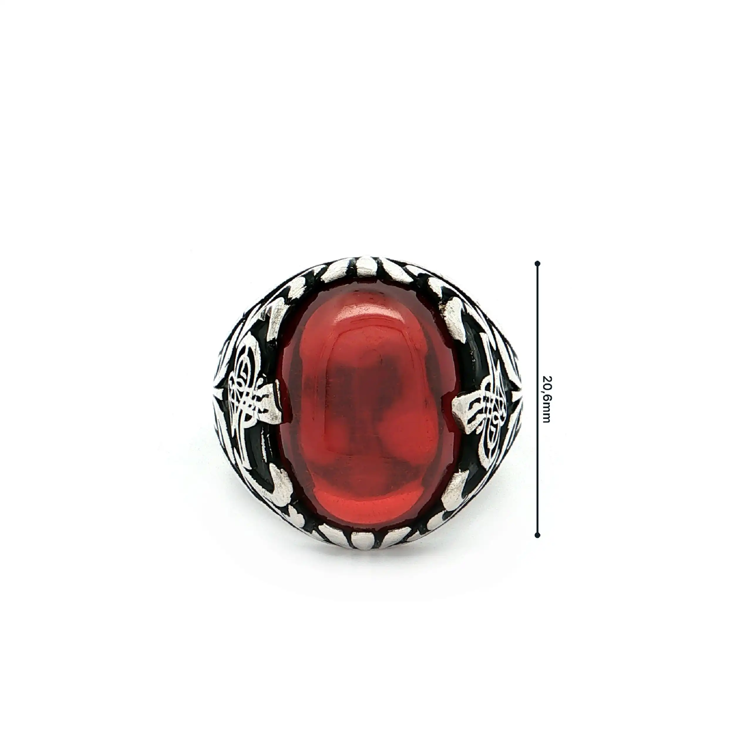 Ring Silber mit rotem Farbstein