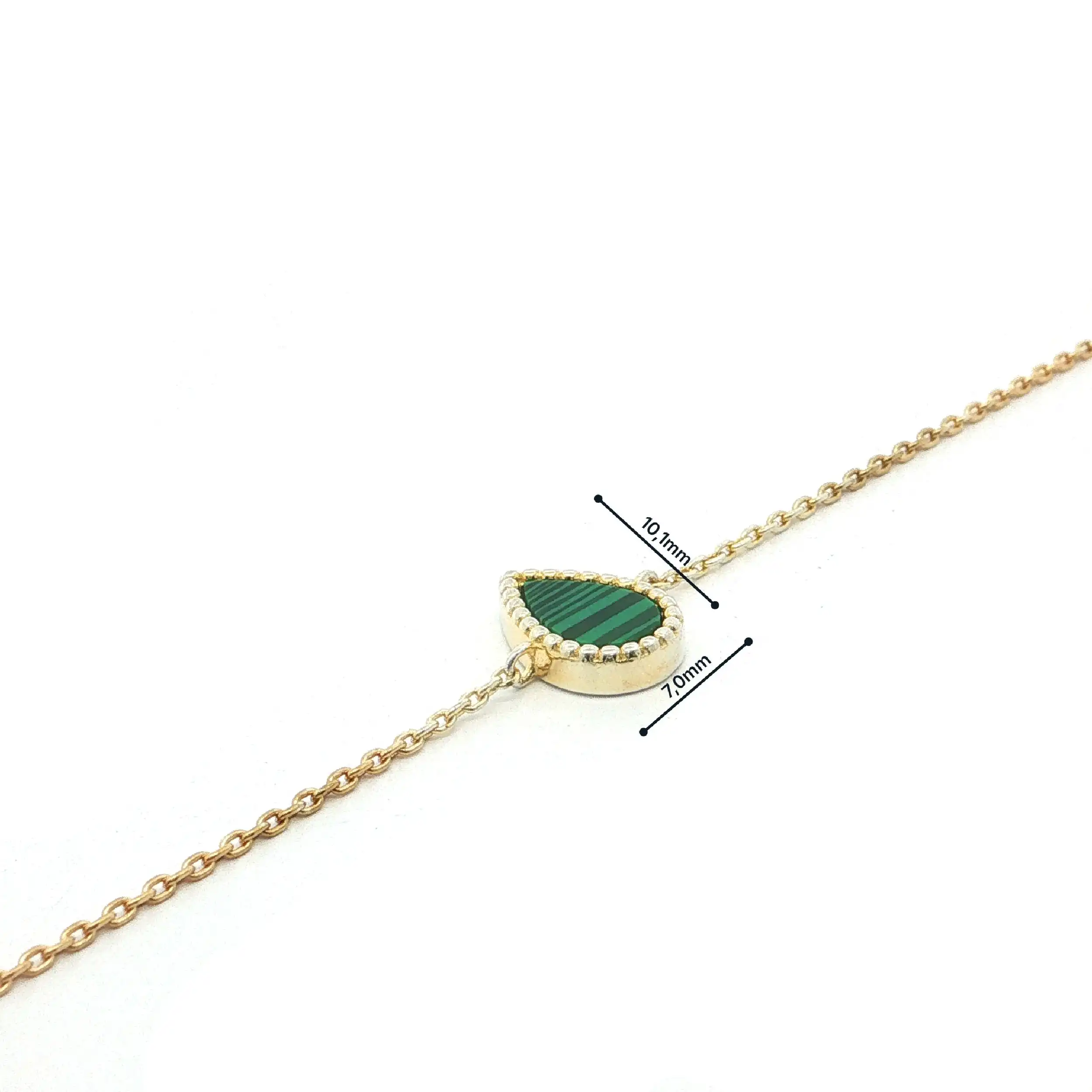 Armband Silber vergoldet mit Malachit Tropfen Armband Silber vergoldet mit Malachit Tropfen