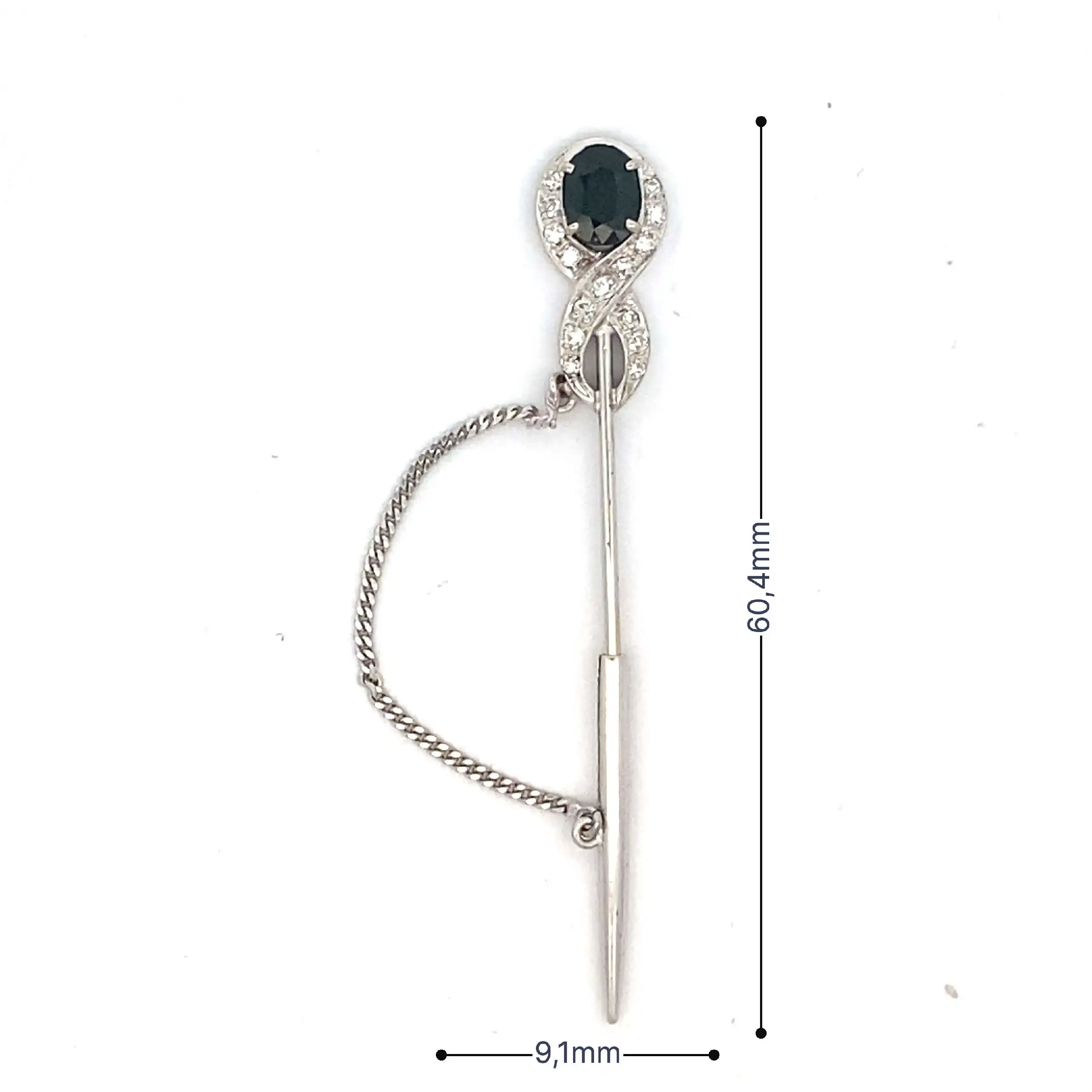 Anstecknadel Weißgold mit Diamanten und Saphir Anstecknadel Weißgold mit Diamanten und Saphir