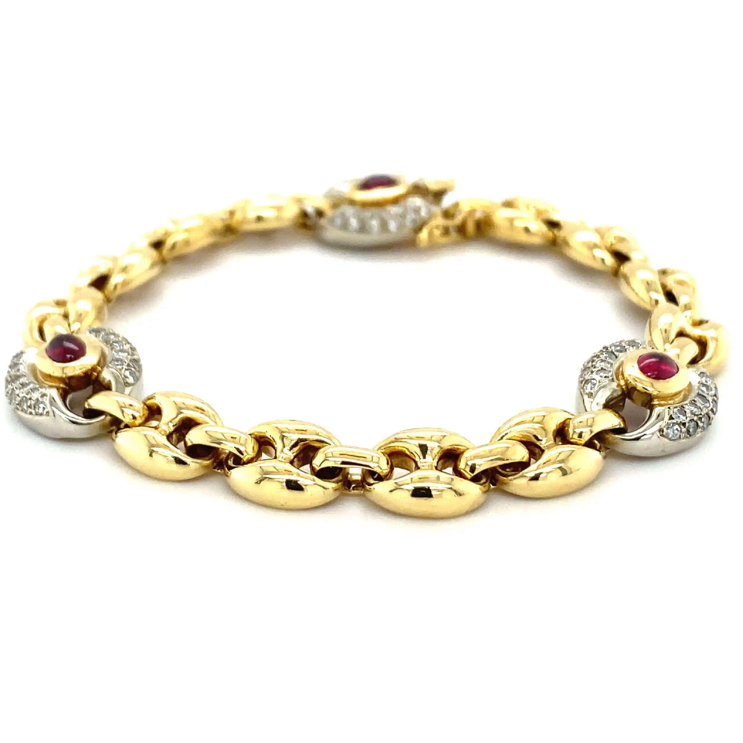 Bohnenarmband Bicolor mit Rubinen & Brillanten