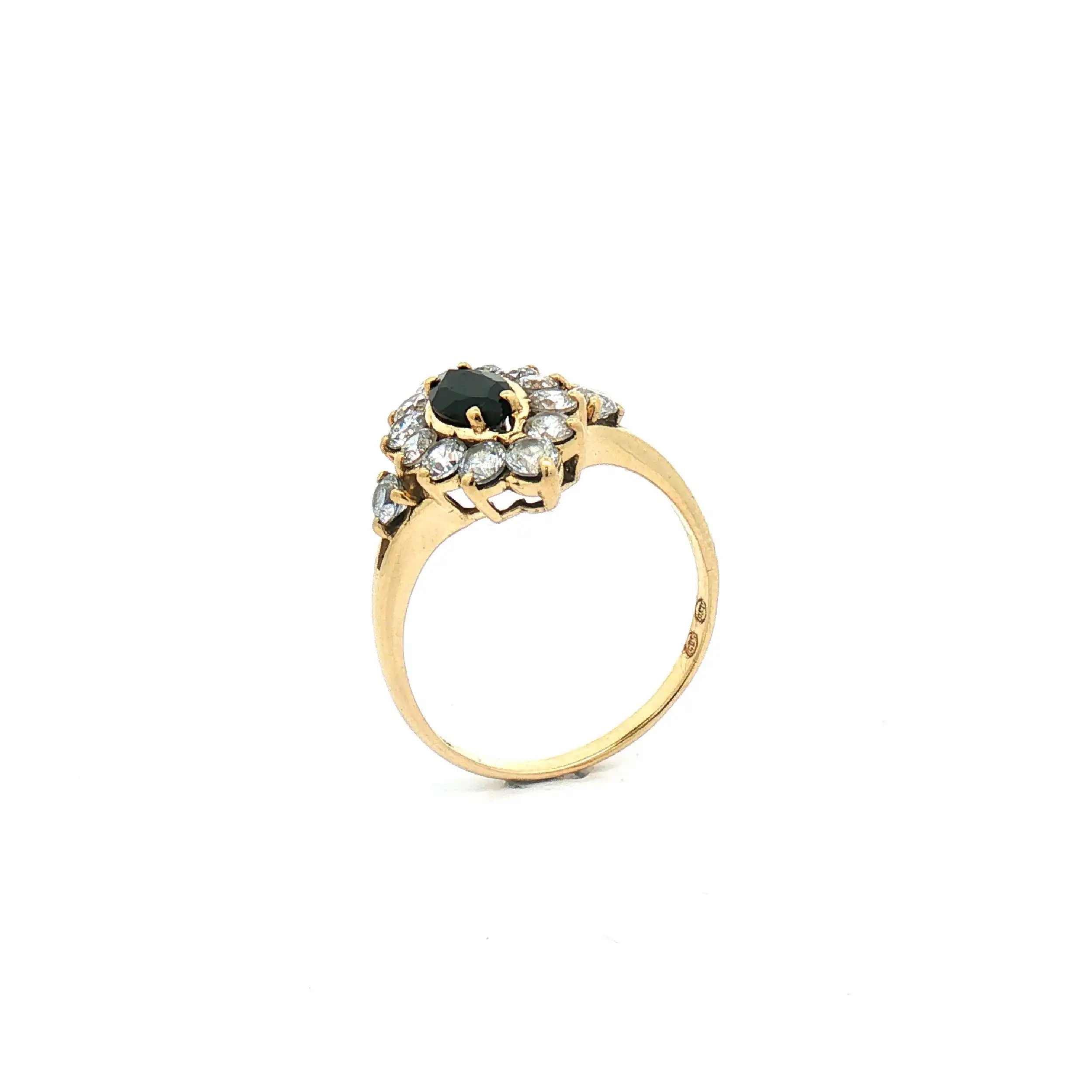 Ring Gelbgold mit blauen Farbstein und Zirkonia Ring Gelbgold mit blauen Farbstein und Zirkonia