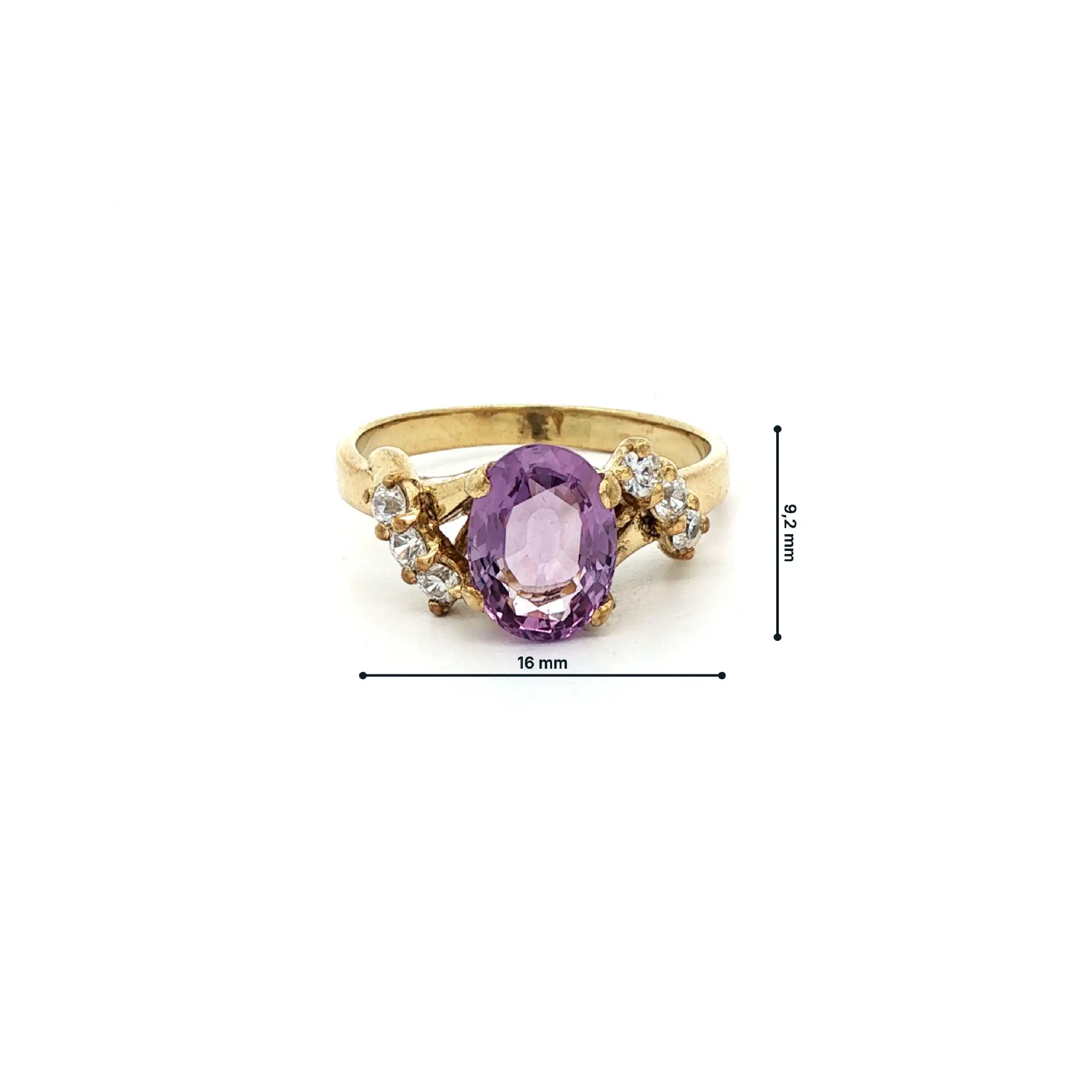 Ring Silber mit lila Farbstein und Zirkonia