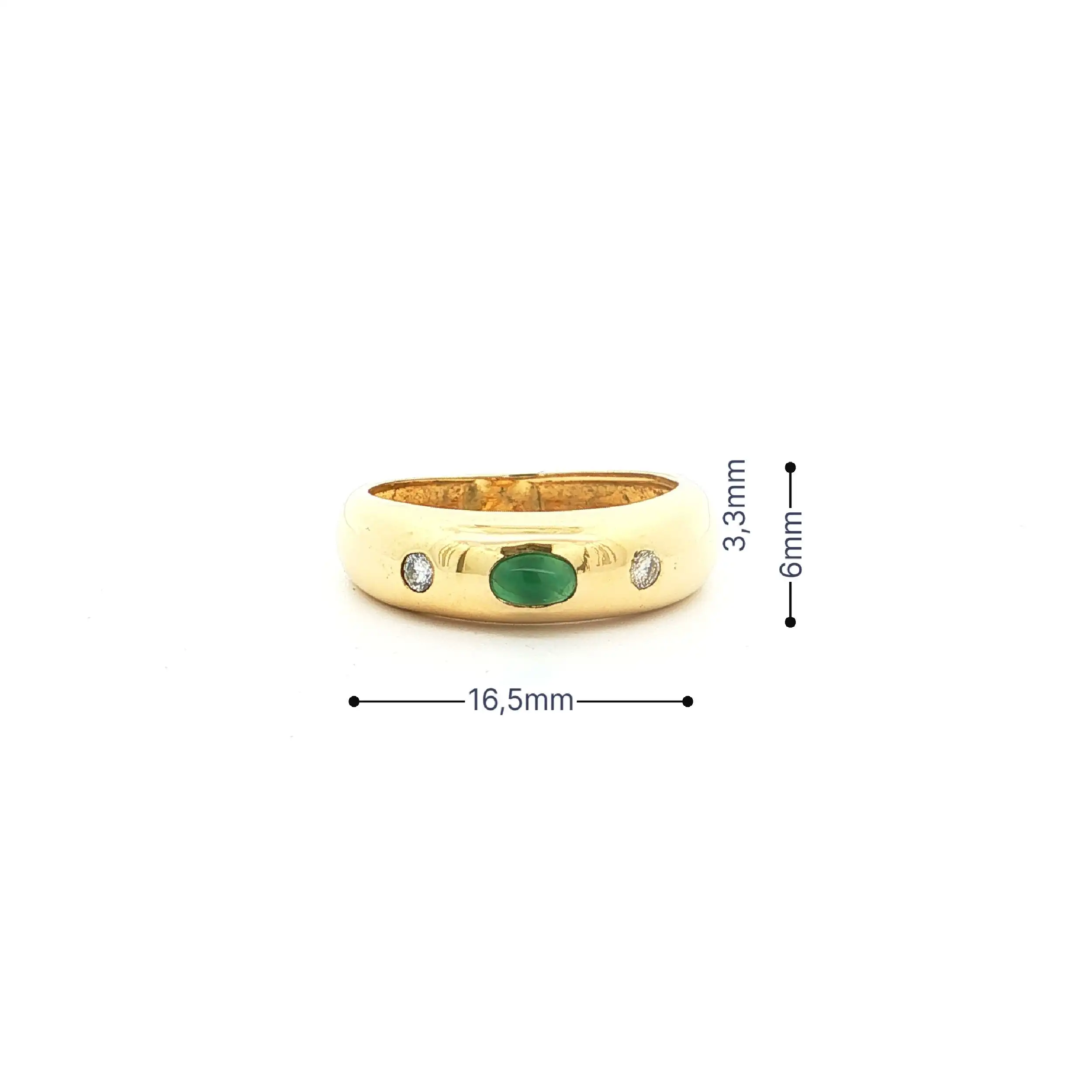 Ring Gelbgold mit Smaragd Cabochon & Brillanten