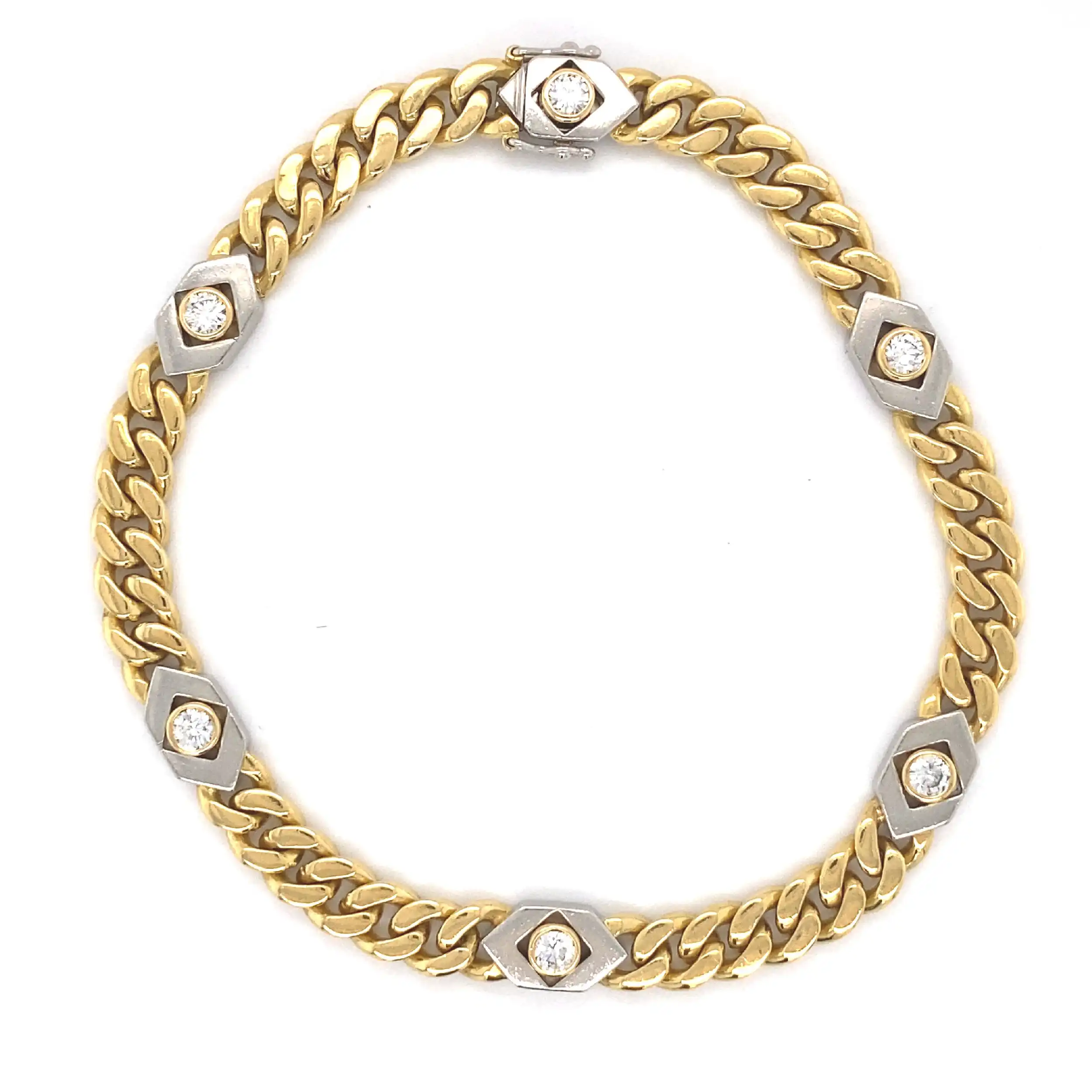 Panzerarmband Bicolor 750/950Pt mit Brillanten
