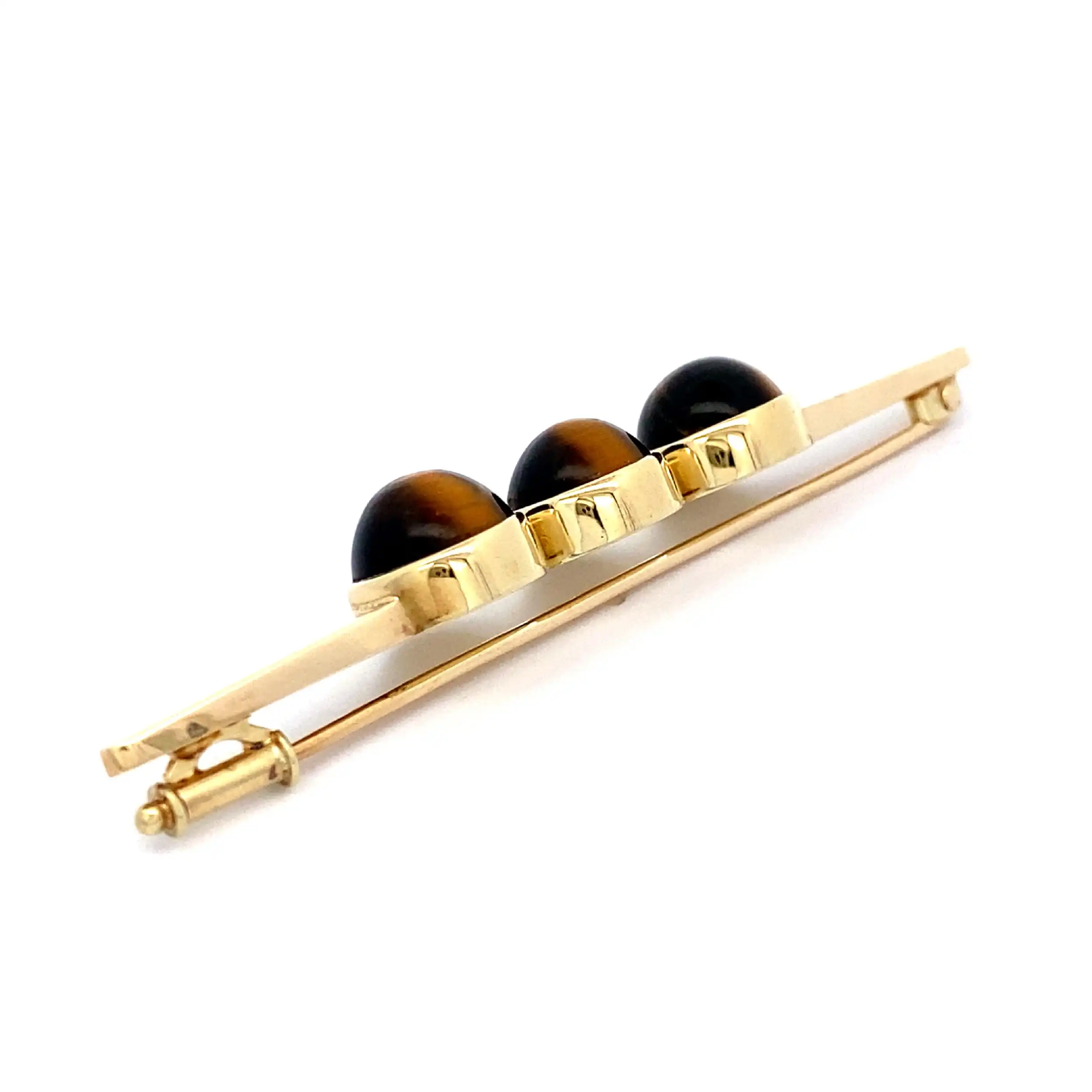 Brosche Gelbgold mit Tigerauge