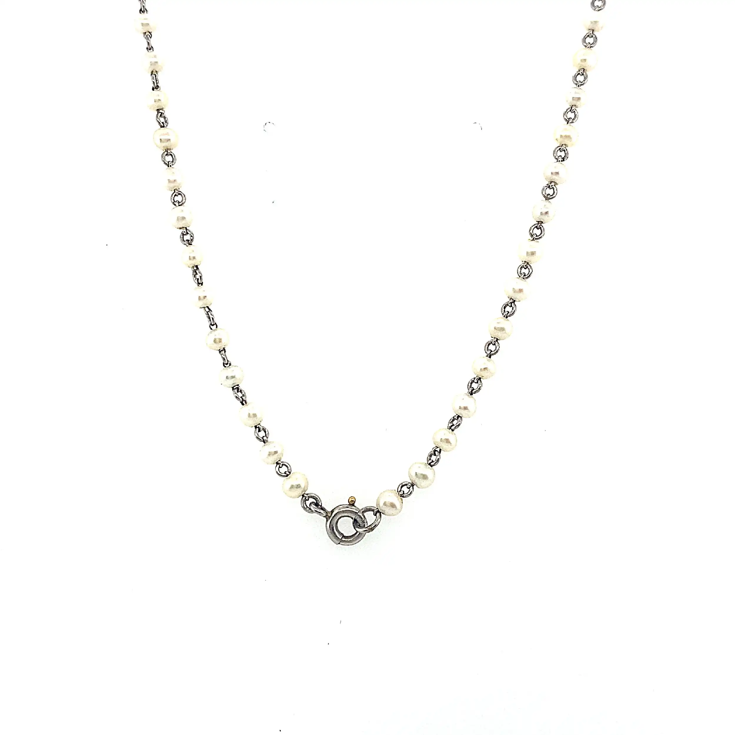 Art Deco Collier Platin mit Brillanten, Rubinen und Saatperlen von ca. 1930-1940, mit Befundbericht von EPL Art Deco Collier Platin mit Brillanten, Rubinen und Saatperlen von ca. 1930-1940, mit Befundbericht von EPL