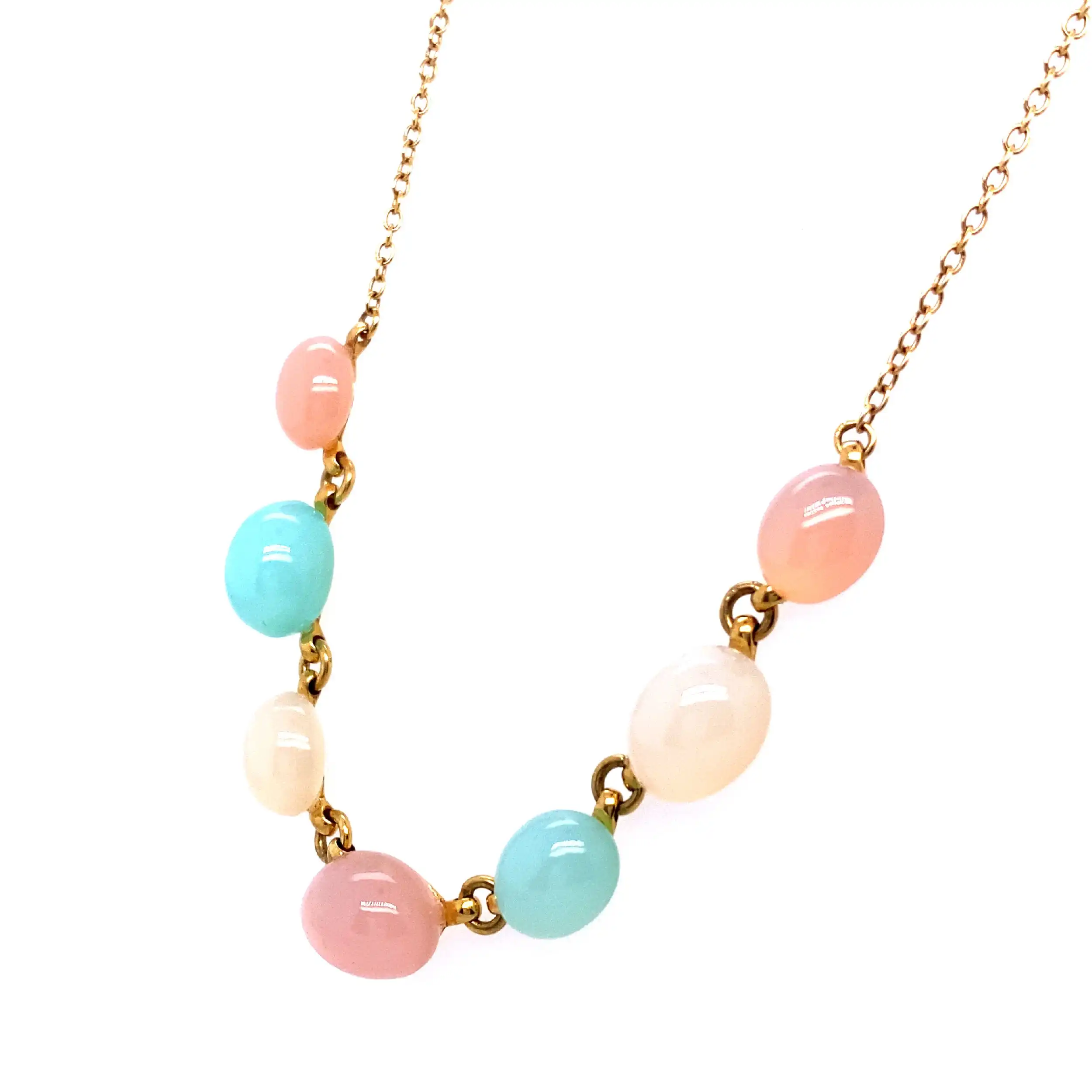 Collier Gelbgold mit bunten Quarzsteinen Collier Gelbgold mit bunten Quarzsteinen