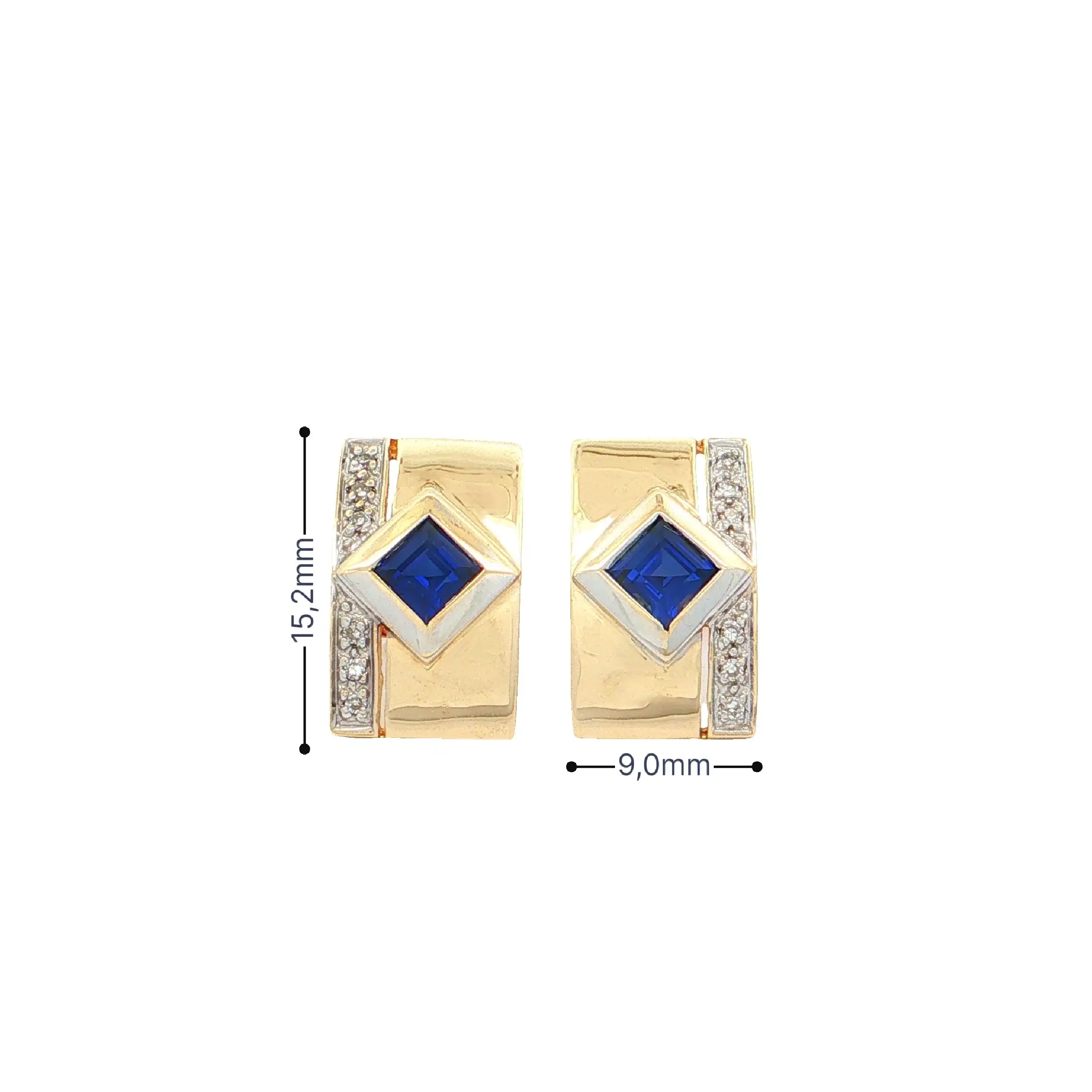 Ohrstecker Gelbgold mit Diamanten und Synthesen