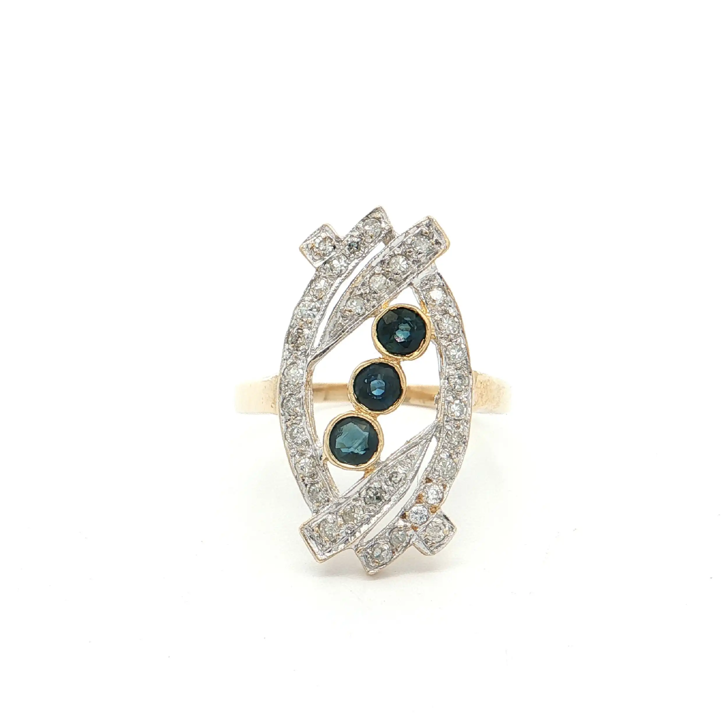 Ring Bicolor mit Diamanten und Saphir Ring Bicolor mit Diamanten und Saphir