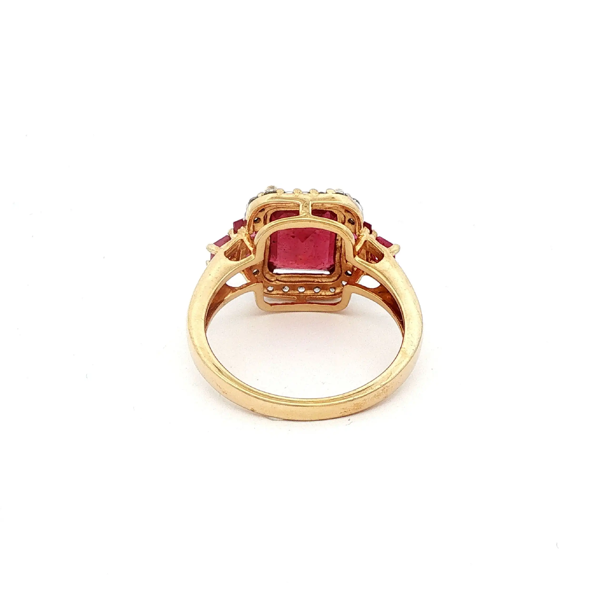 Ring Silber vergoldet mit roten Farbsteinen und Zirkonia