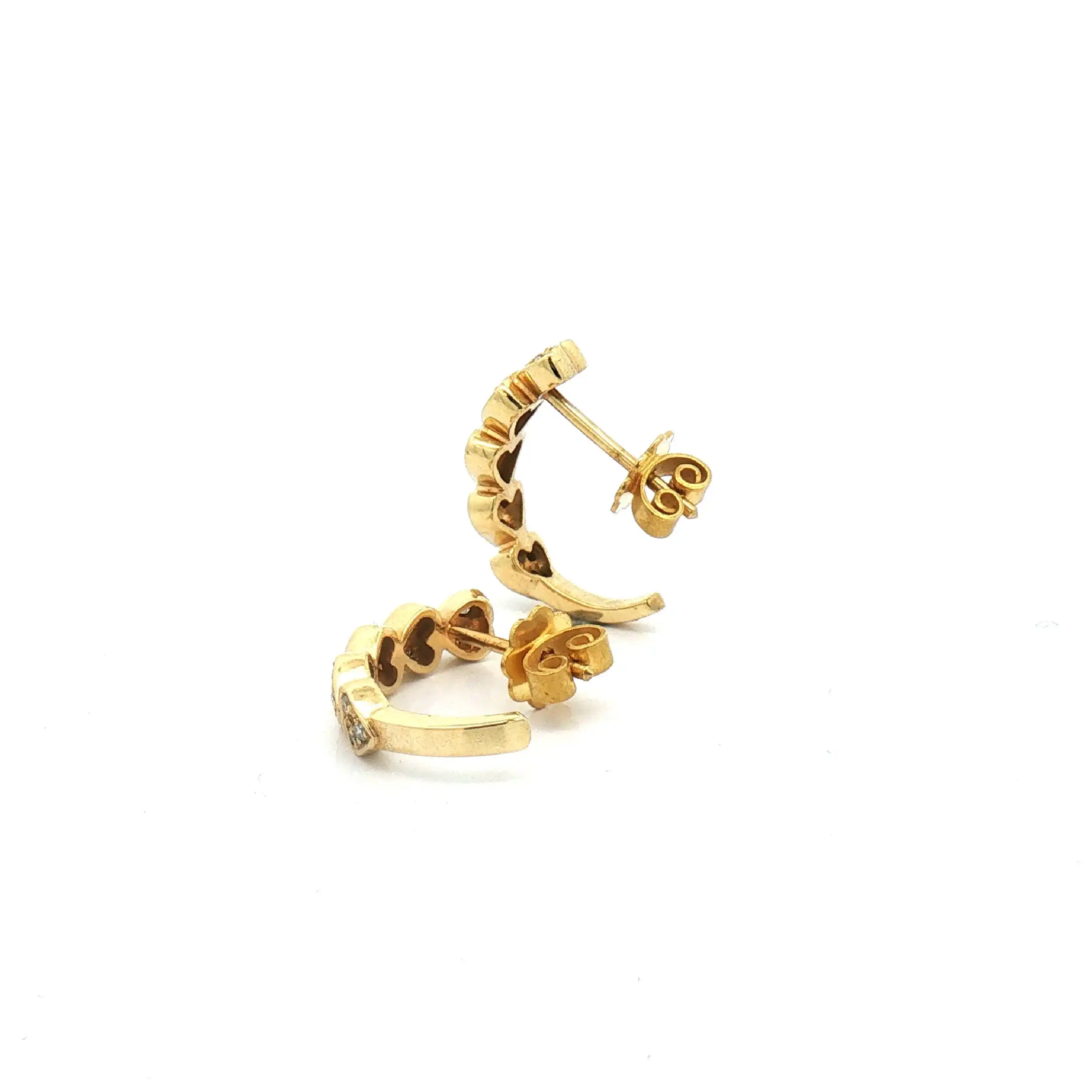 Halbcreolen Gelbgold Herzen mit Brillanten