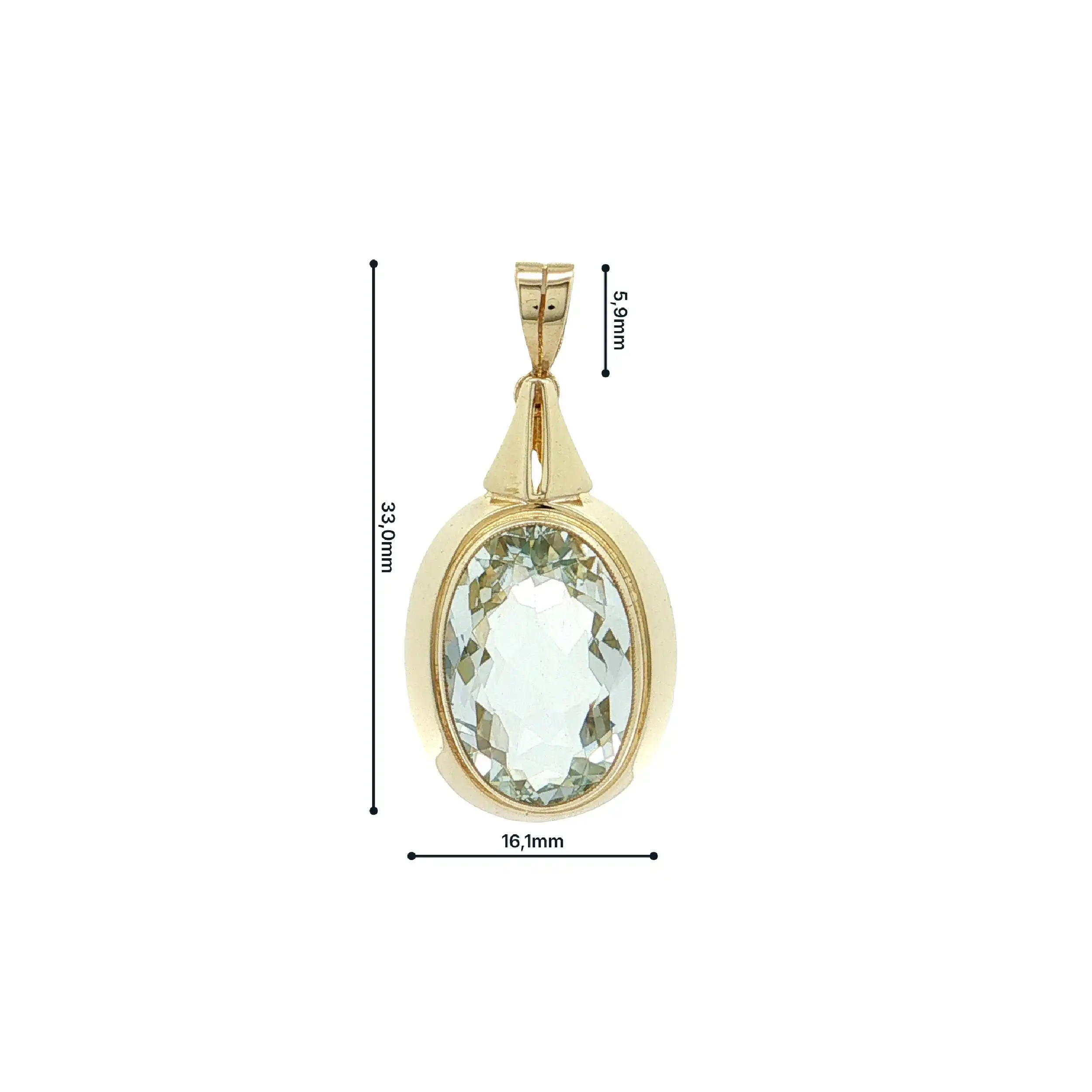 Anhänger Gelbgold mit blassblauem Aquamarin