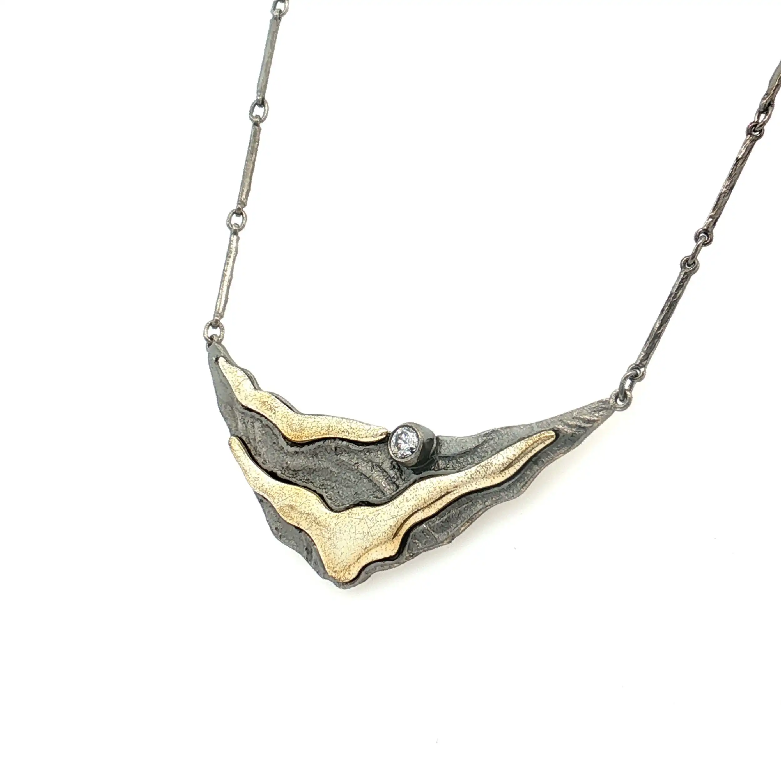 Collier Silber teilweise vergoldet mit Zirkonia Collier Silber teilweise vergoldet mit Zirkonia