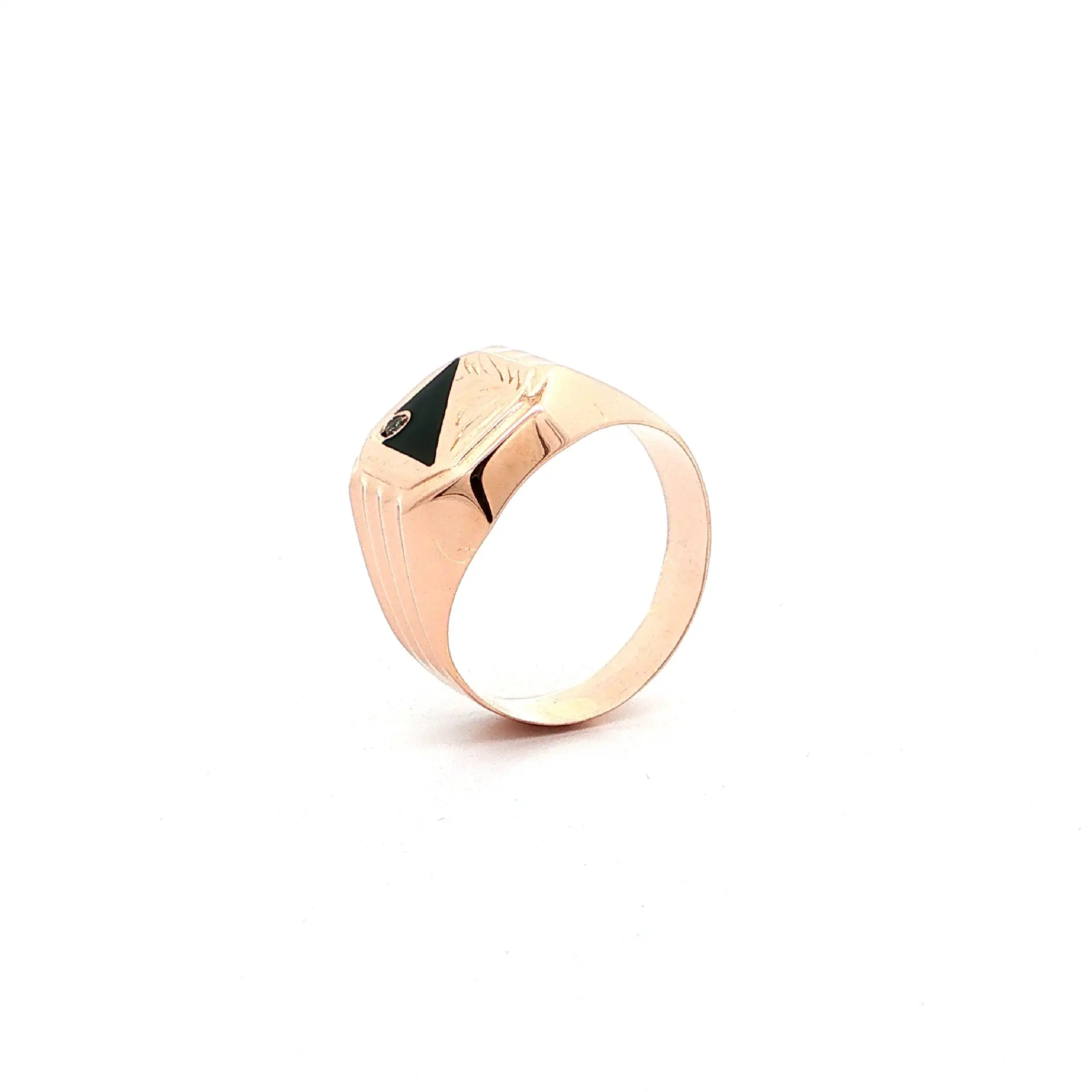 Ring Roségold mit schwarzem Farbstein & Zirkonia