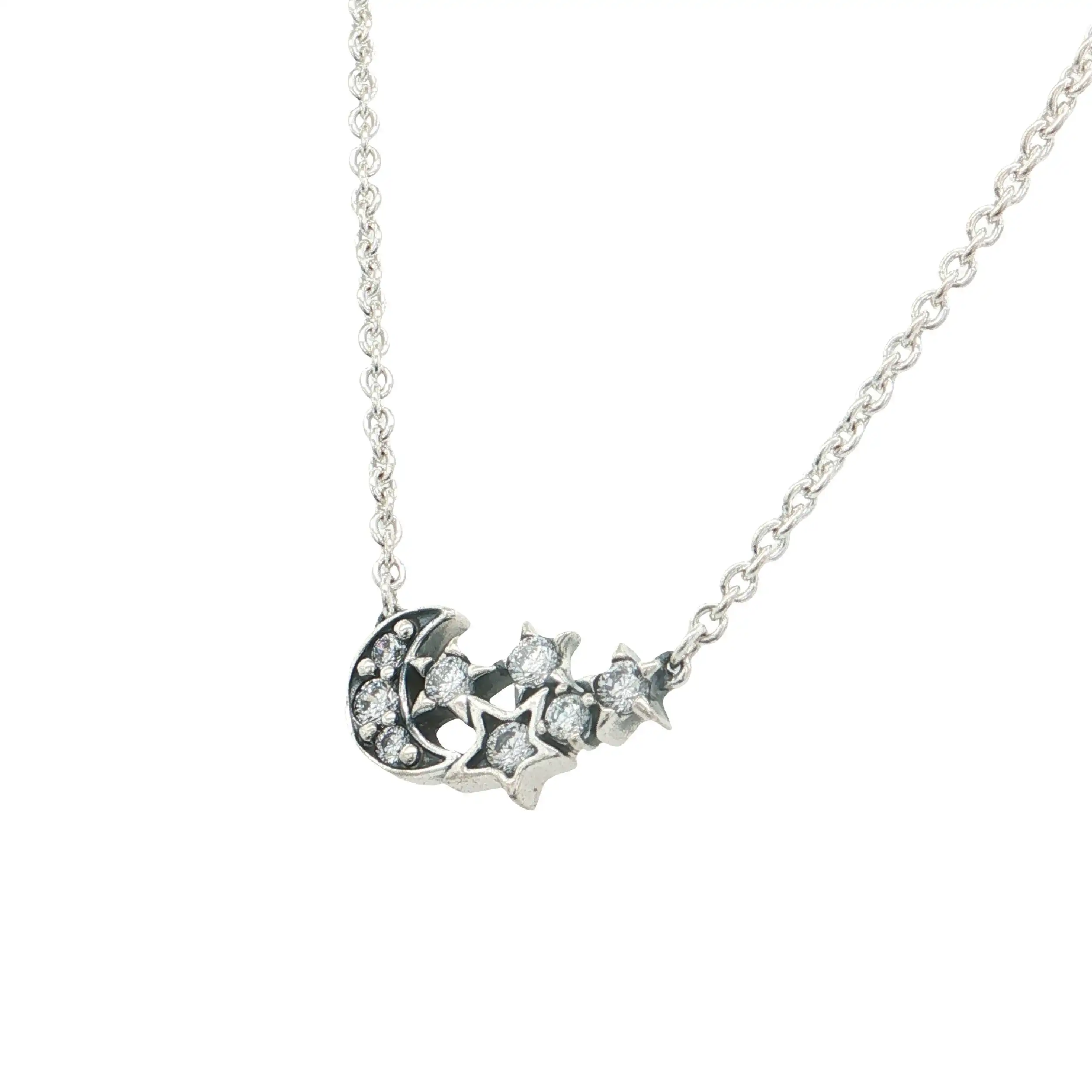 Collier Silber mit Anhänger "Mond & Sterne" mit Zirkonia Collier Silber mit Anhänger "Mond & Sterne" mit Zirkonia