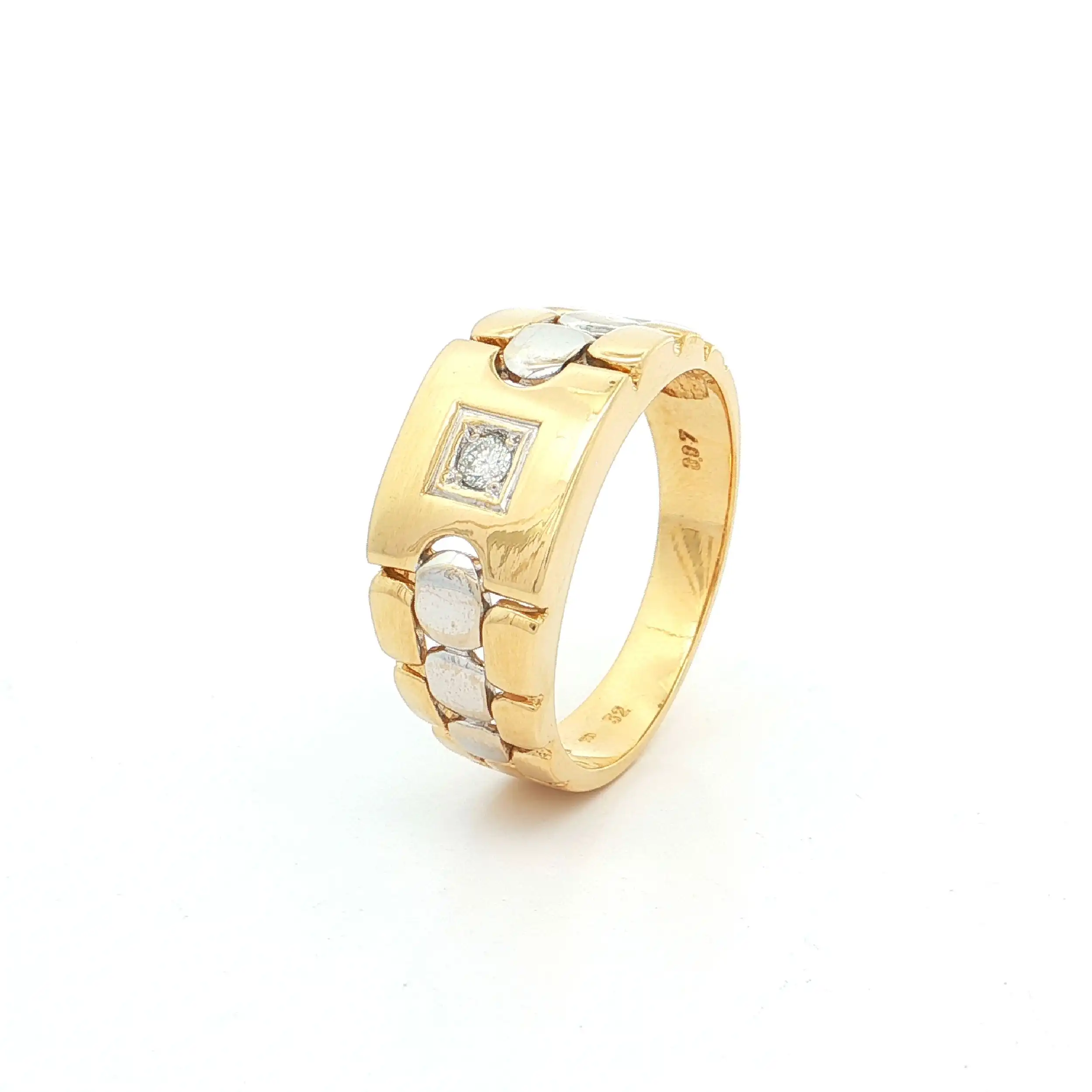 Ring Bicolor mit Brillant, graviert mit 0,07ct
