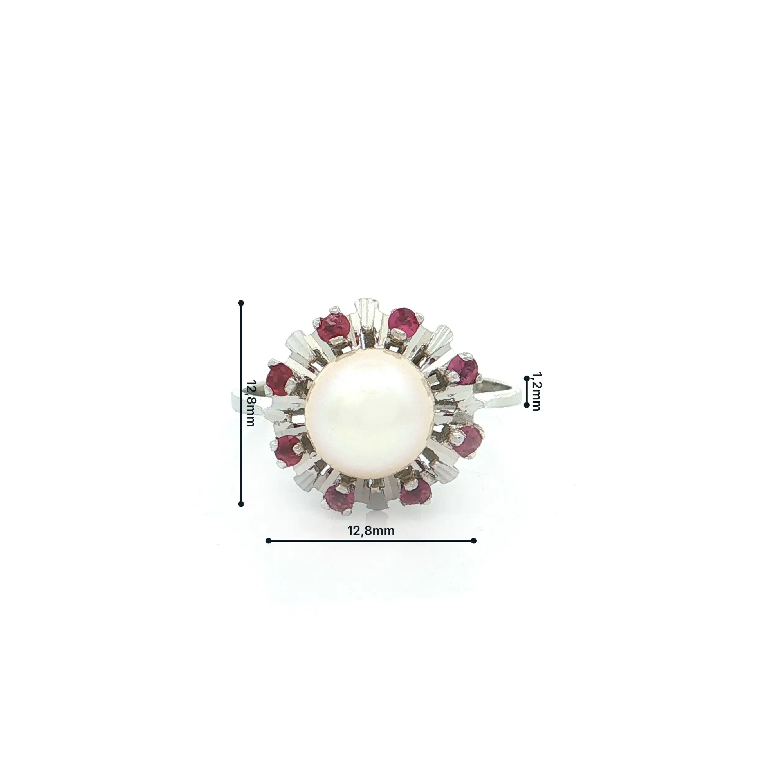Ring Weißgold mit Perle und Rubinen