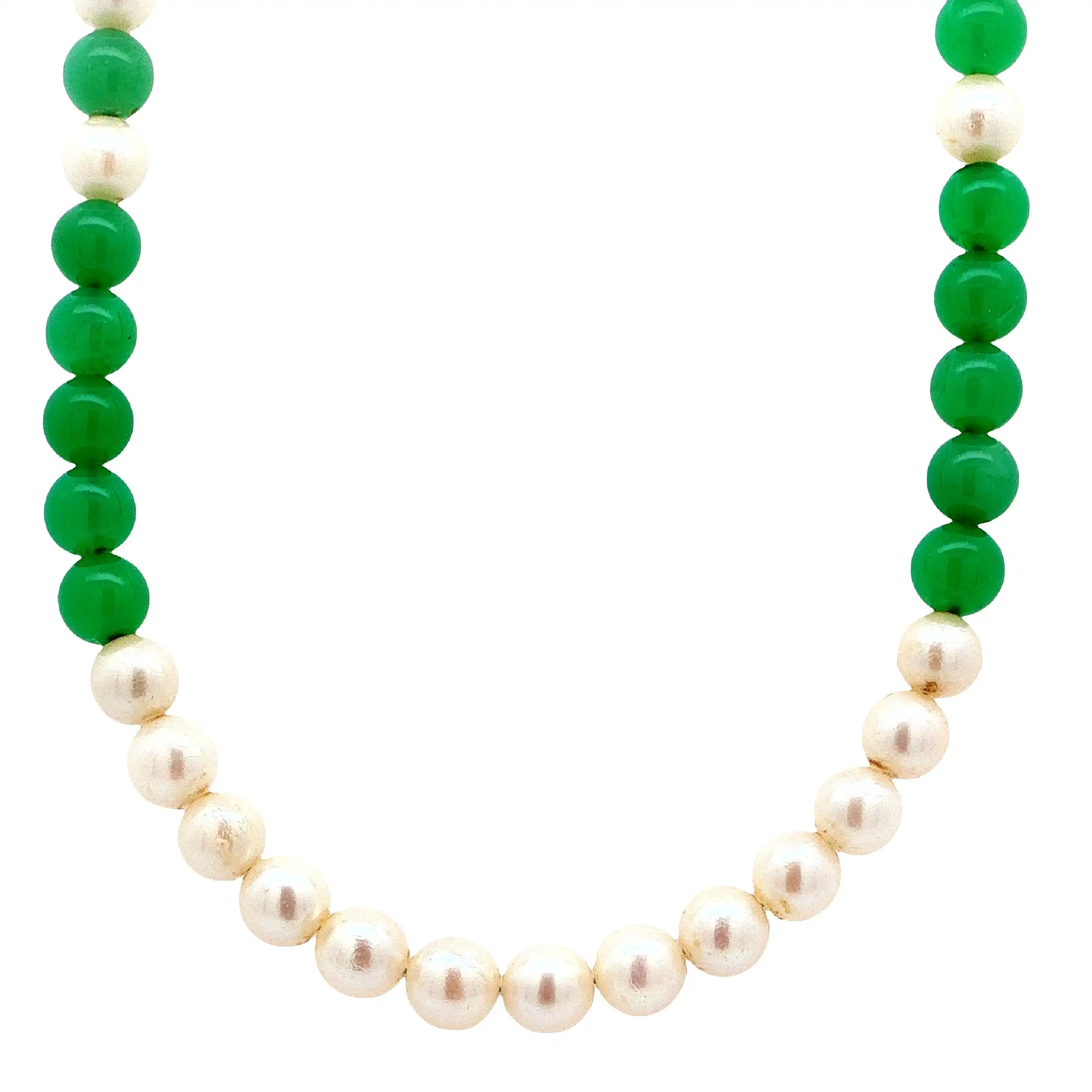 Perlenkette mit Chrysoprasperlen & Silberschließe