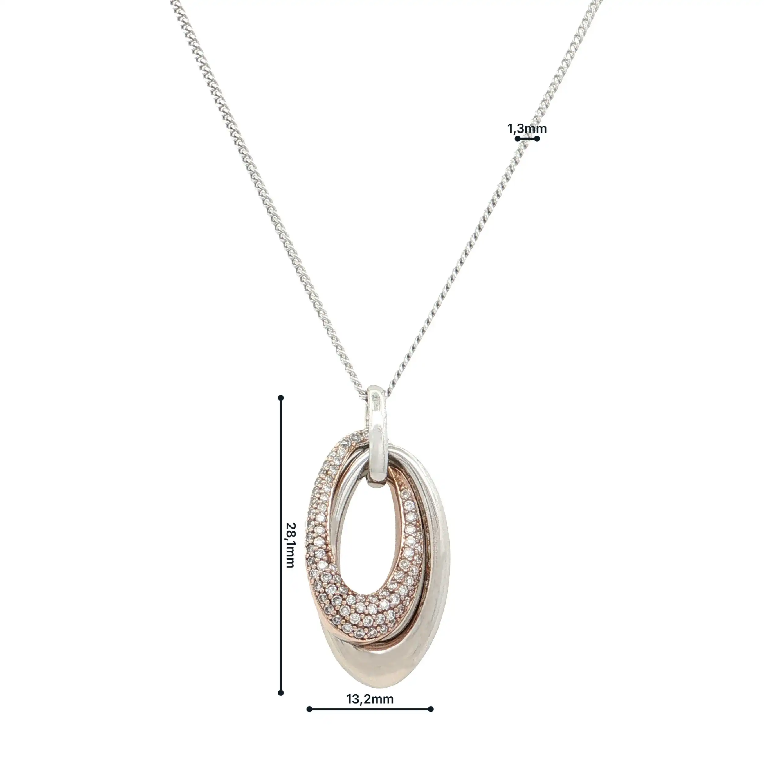 Kette Bicolor mit Anhänger mit Brillanten, graviert mit 0,32ct